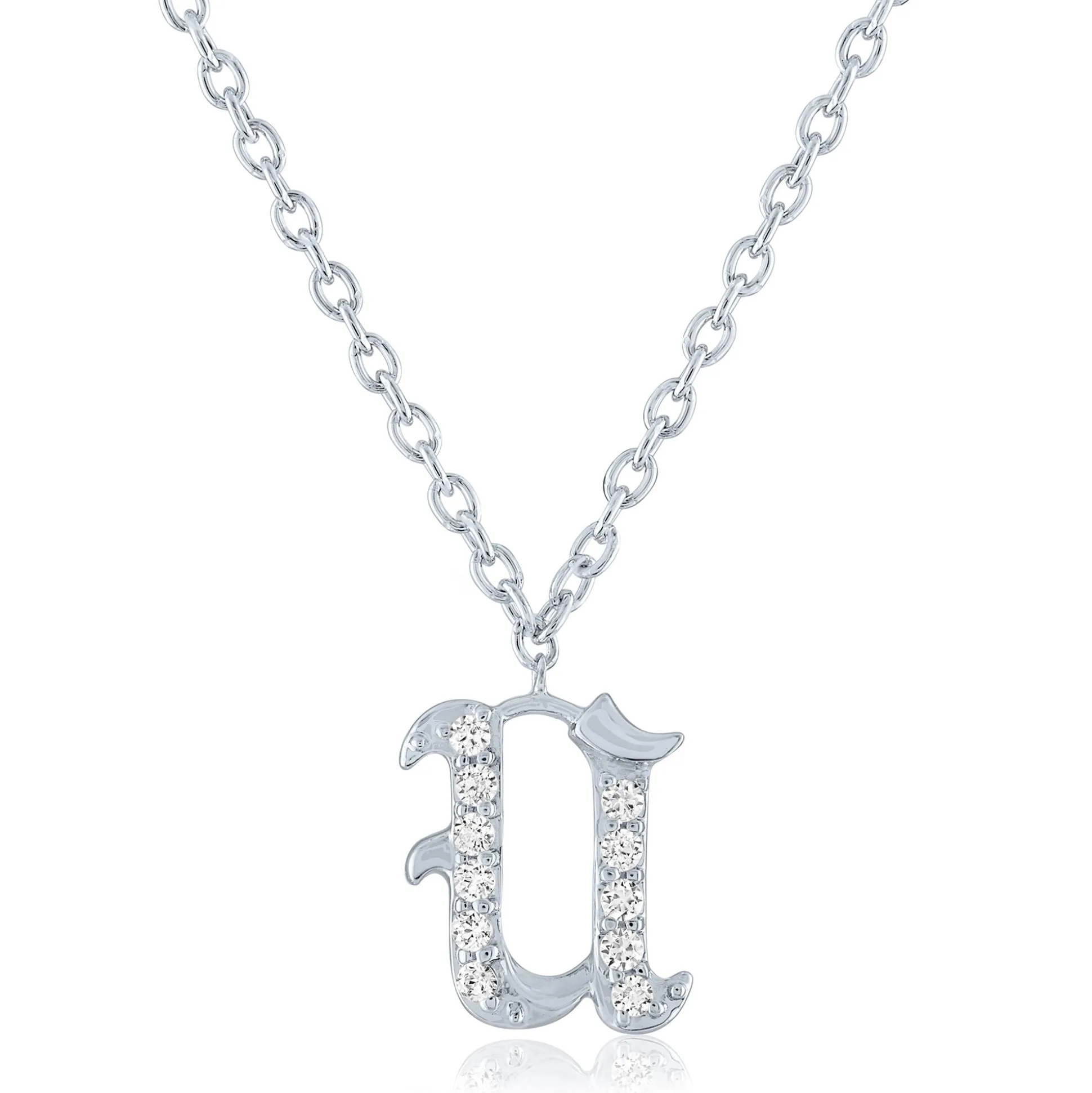 Diamond Accent Gothic Script Initial Pendant In