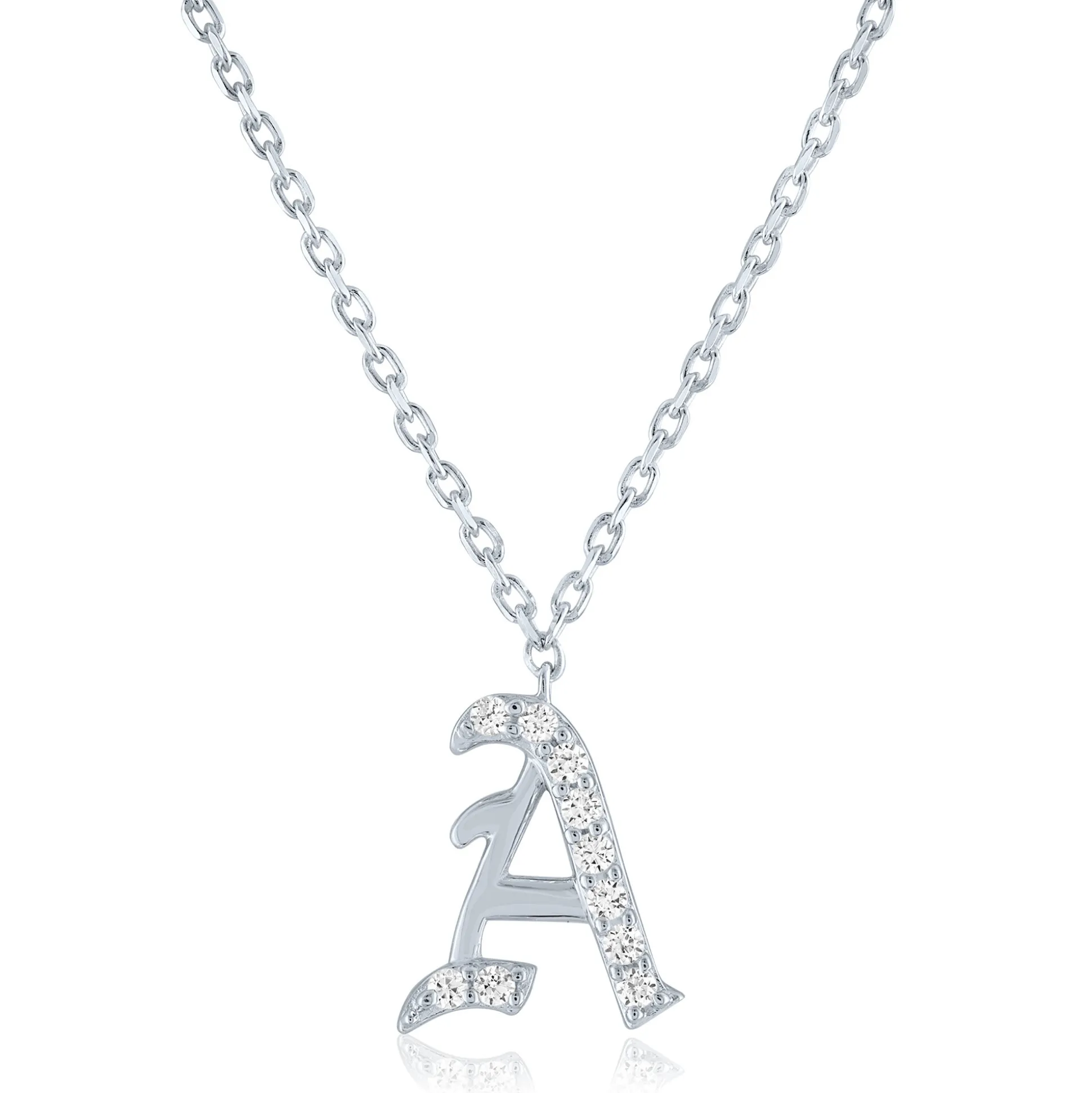 Diamond Accent Gothic Script Initial Pendant In