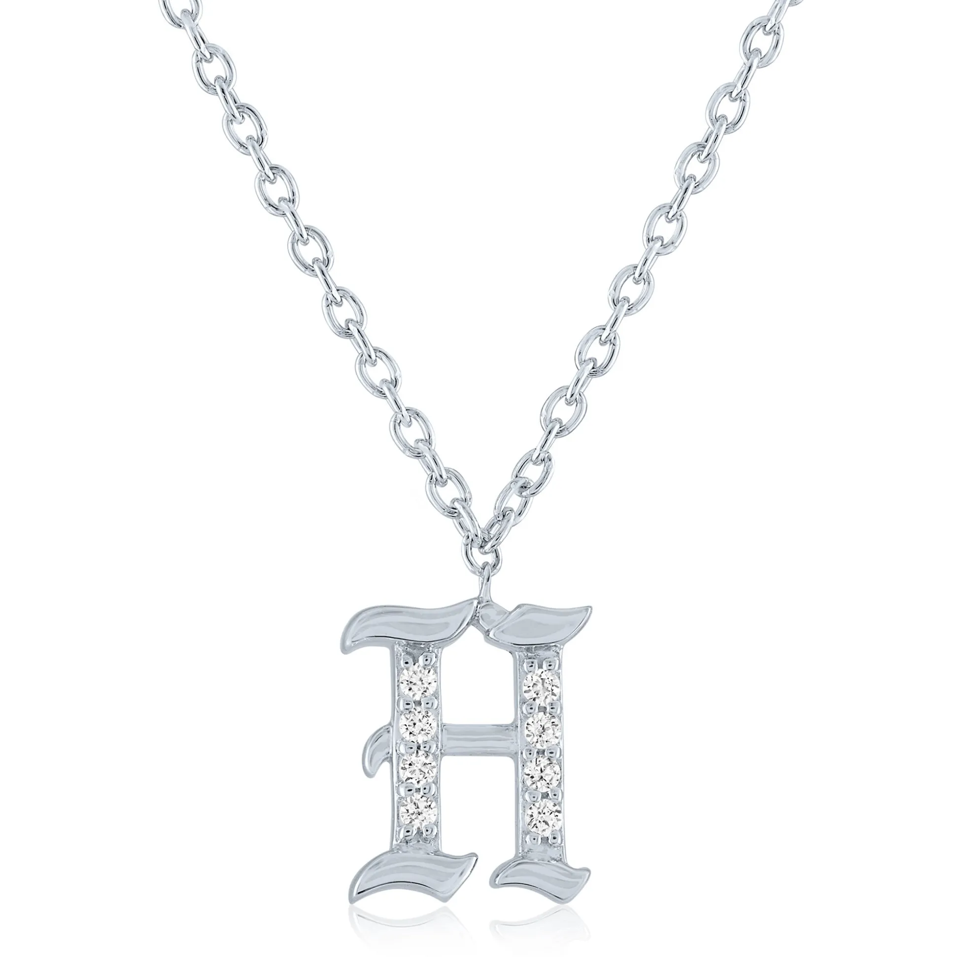 Diamond Accent Gothic Script Initial Pendant In