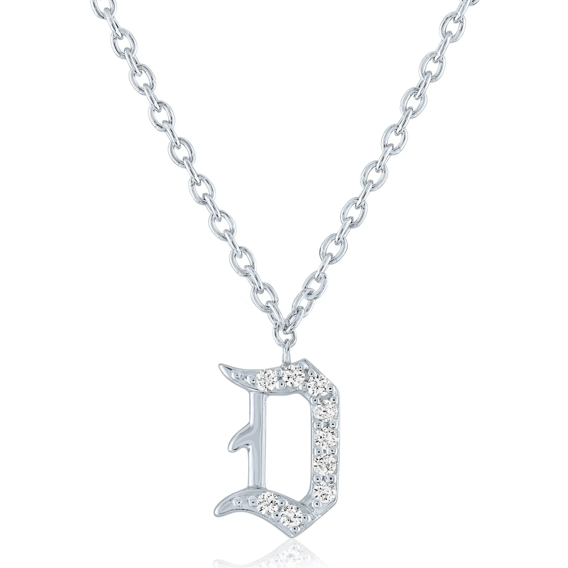 Diamond Accent Gothic Script Initial Pendant In