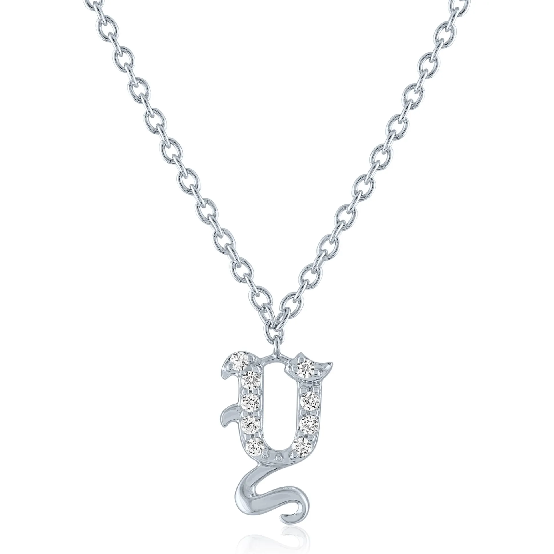 Diamond Accent Gothic Script Initial Pendant In