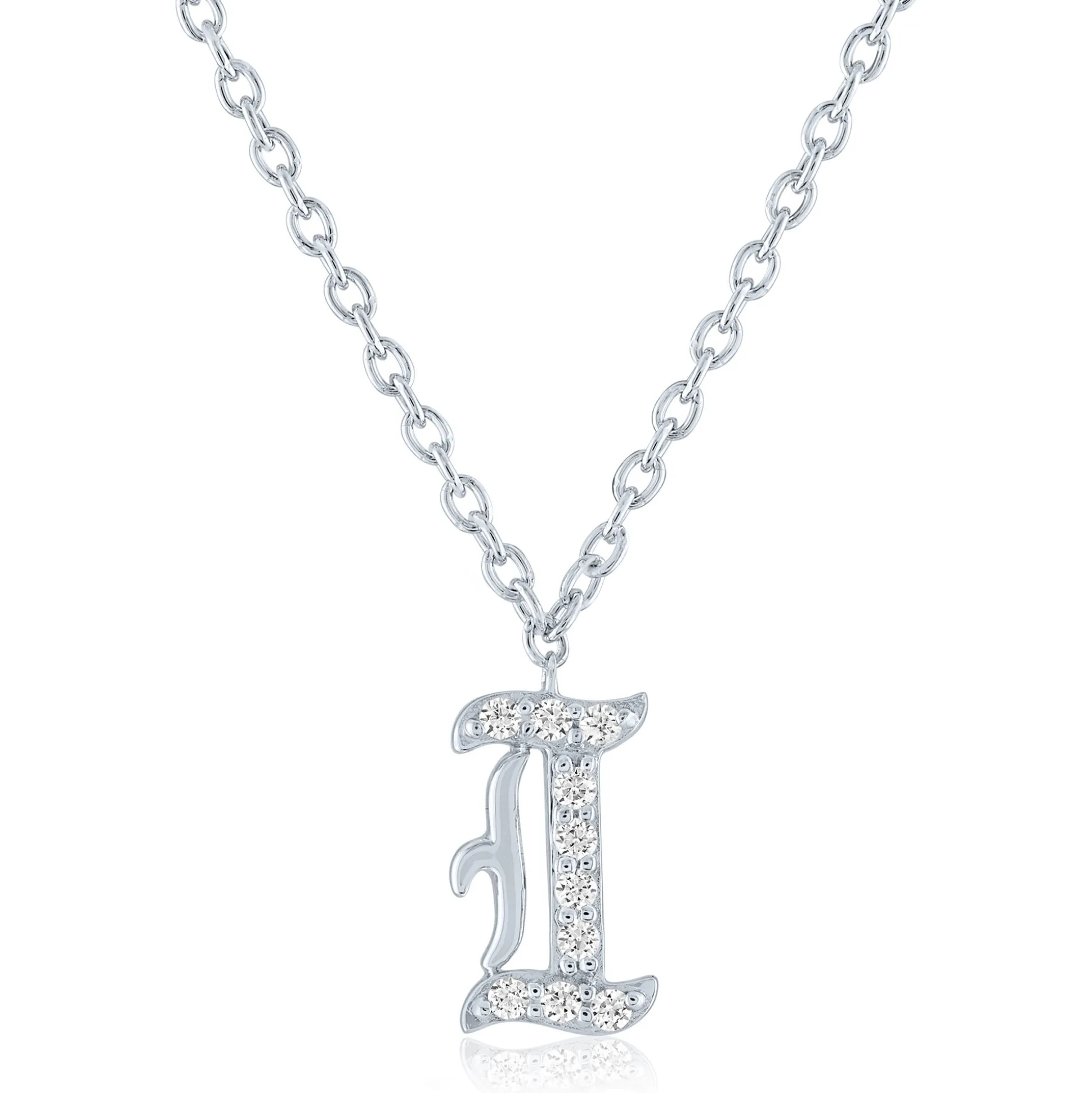 Diamond Accent Gothic Script Initial Pendant In