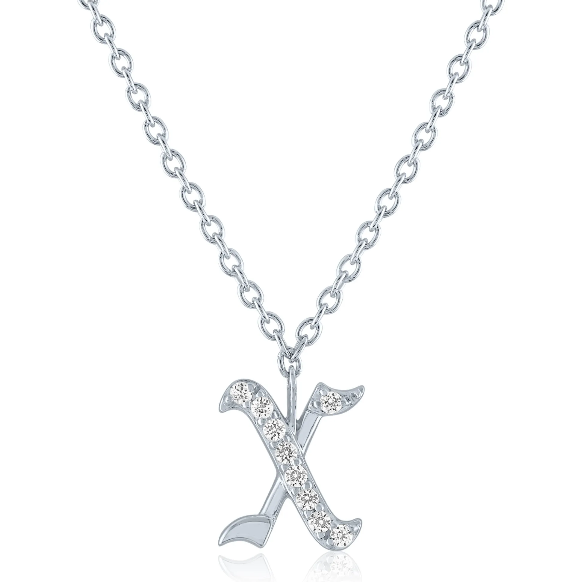 Diamond Accent Gothic Script Initial Pendant In
