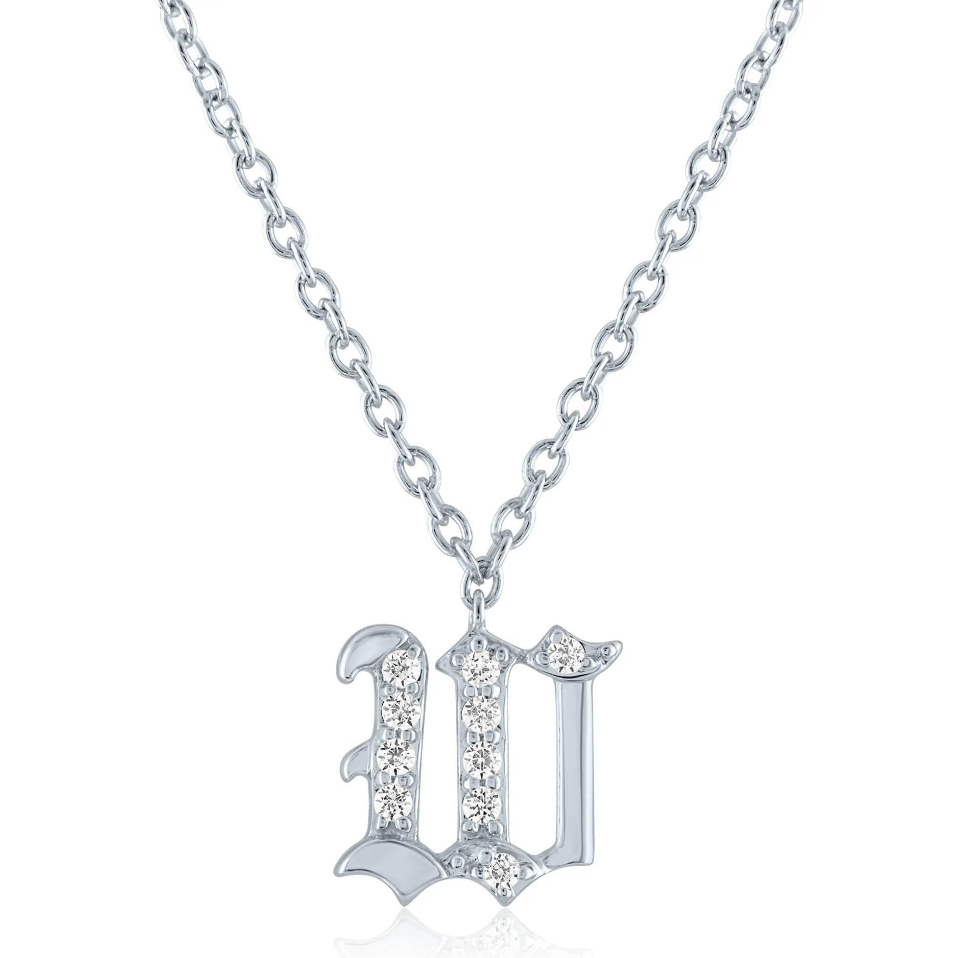 Diamond Accent Gothic Script Initial Pendant In