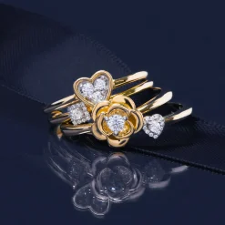 Diamond Accent Heart Halo Ring In 14K Yellow Gold