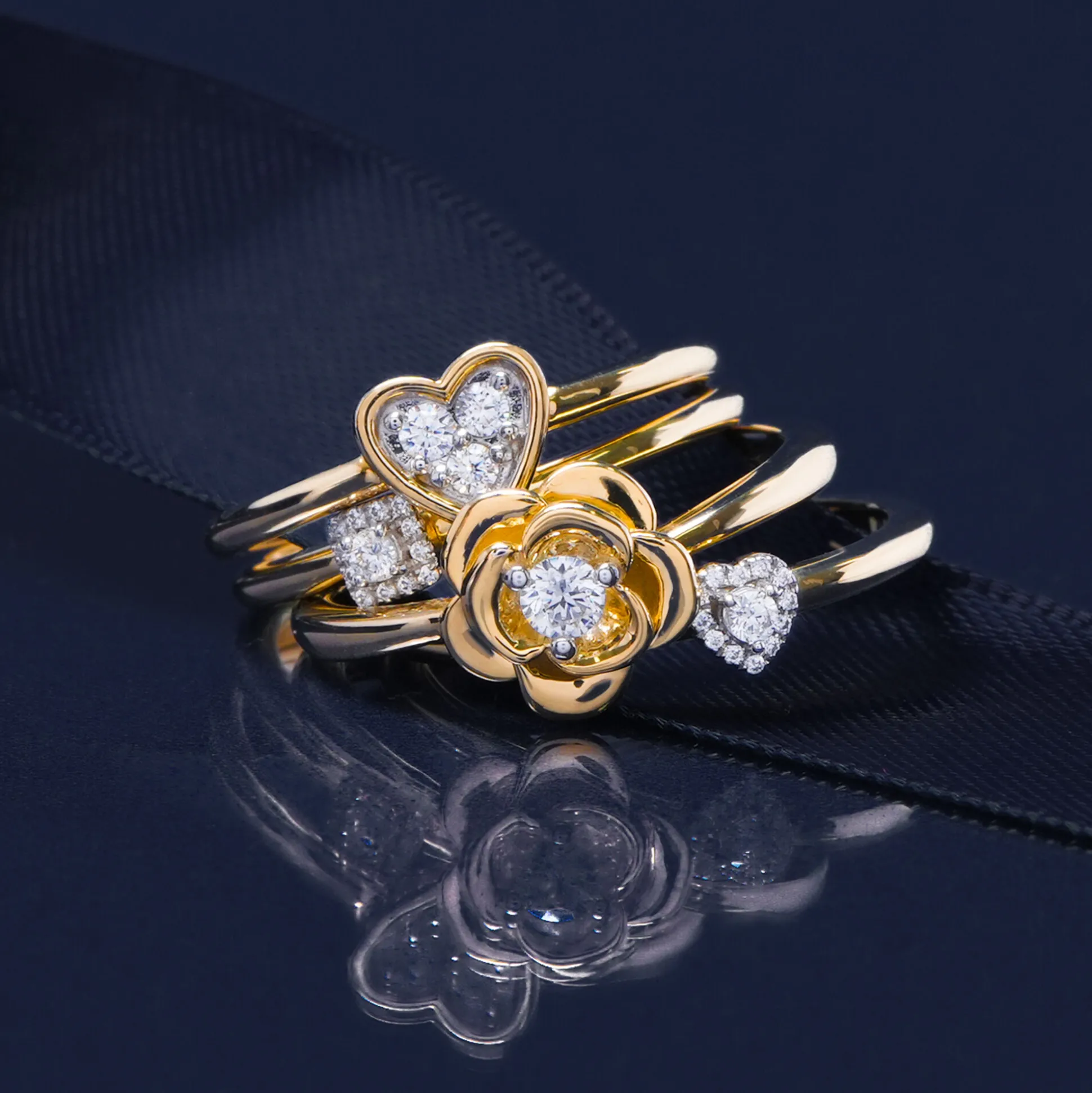 Diamond Accent Heart Halo Ring In 14K Yellow Gold