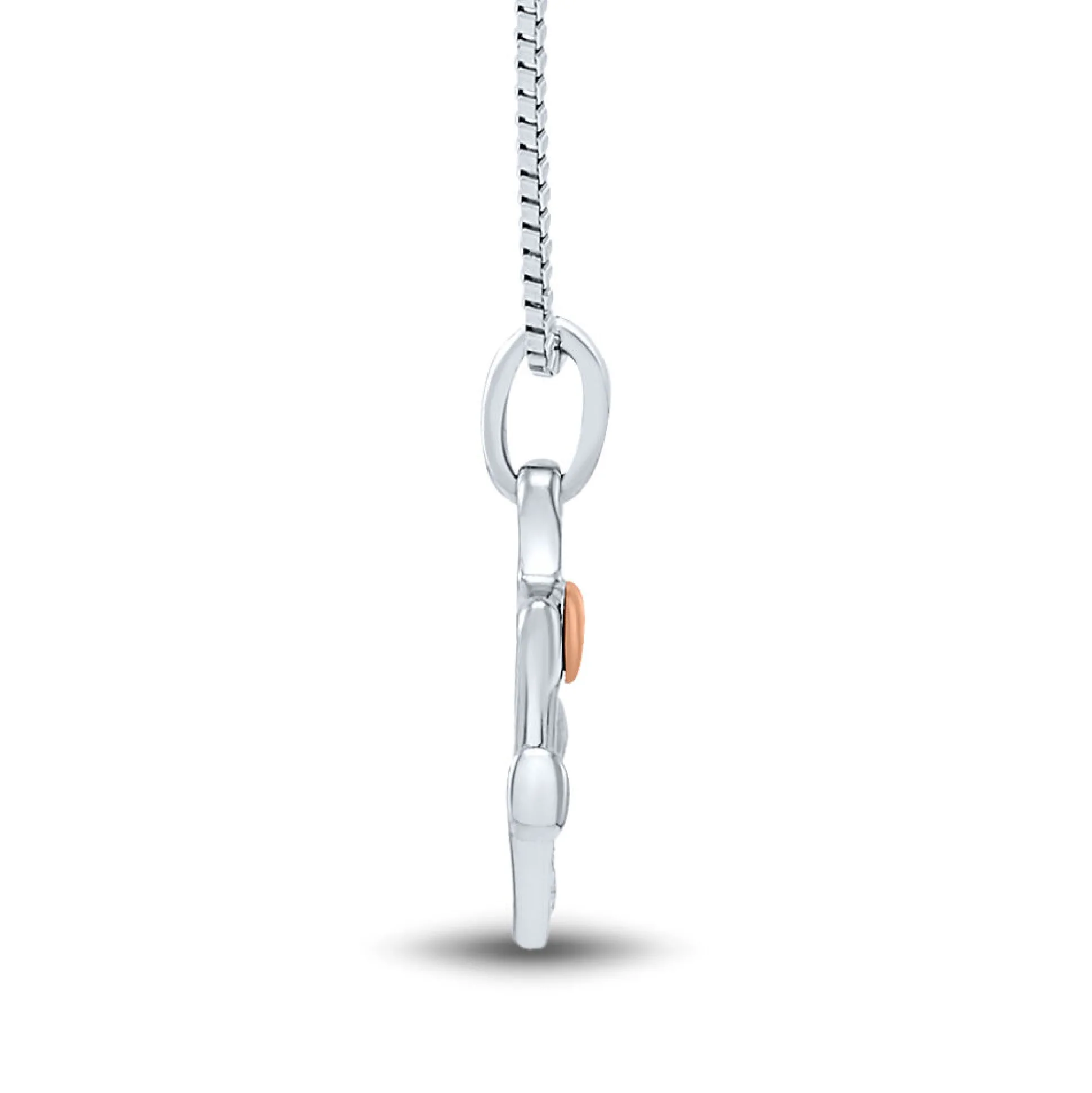Diamond Anchor Pendant In Sterling Silver & 14K Rose Gold
