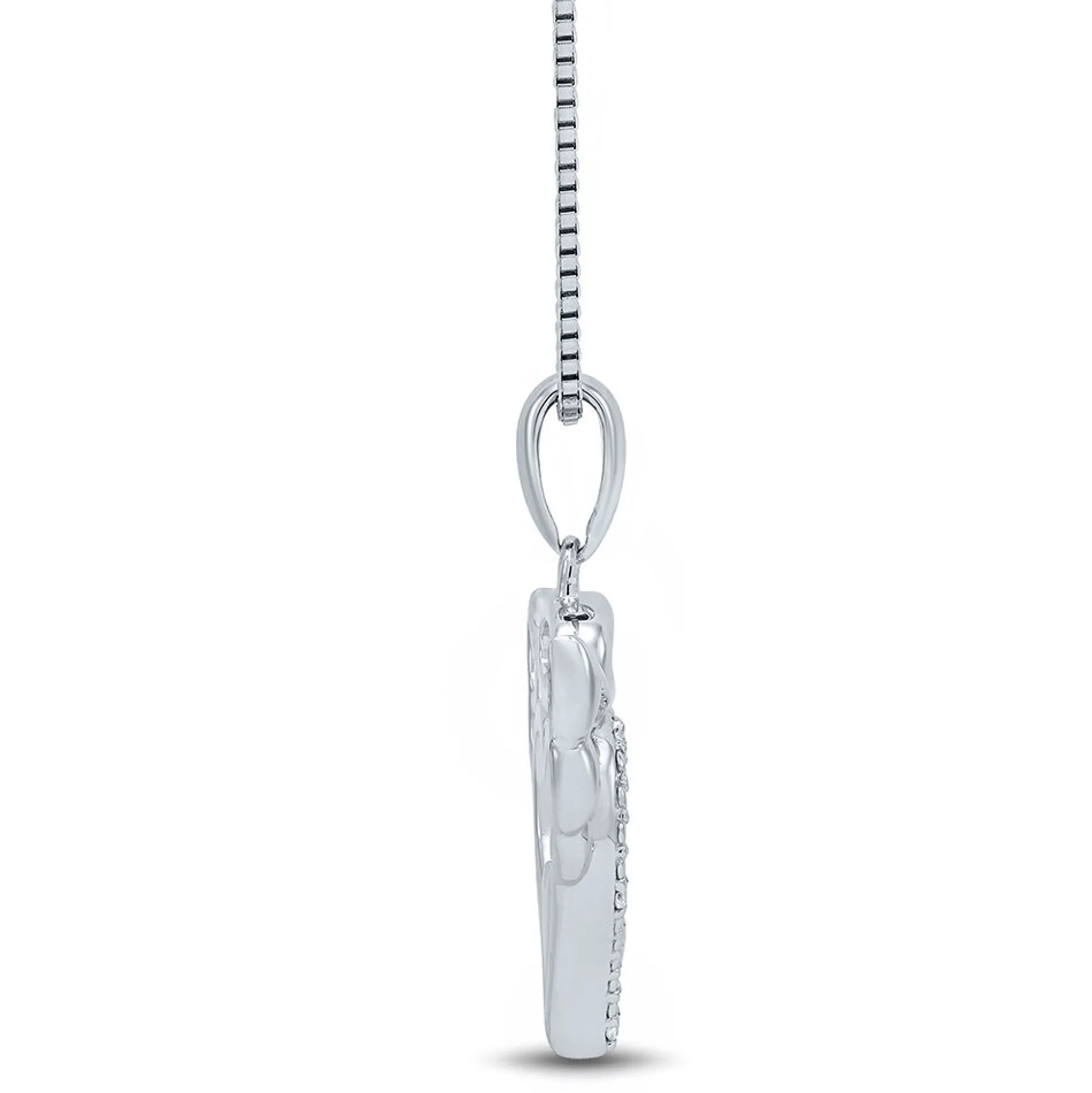 Diamond Angel Pendant With Heart In Sterling Silver & 14K Rose Gold