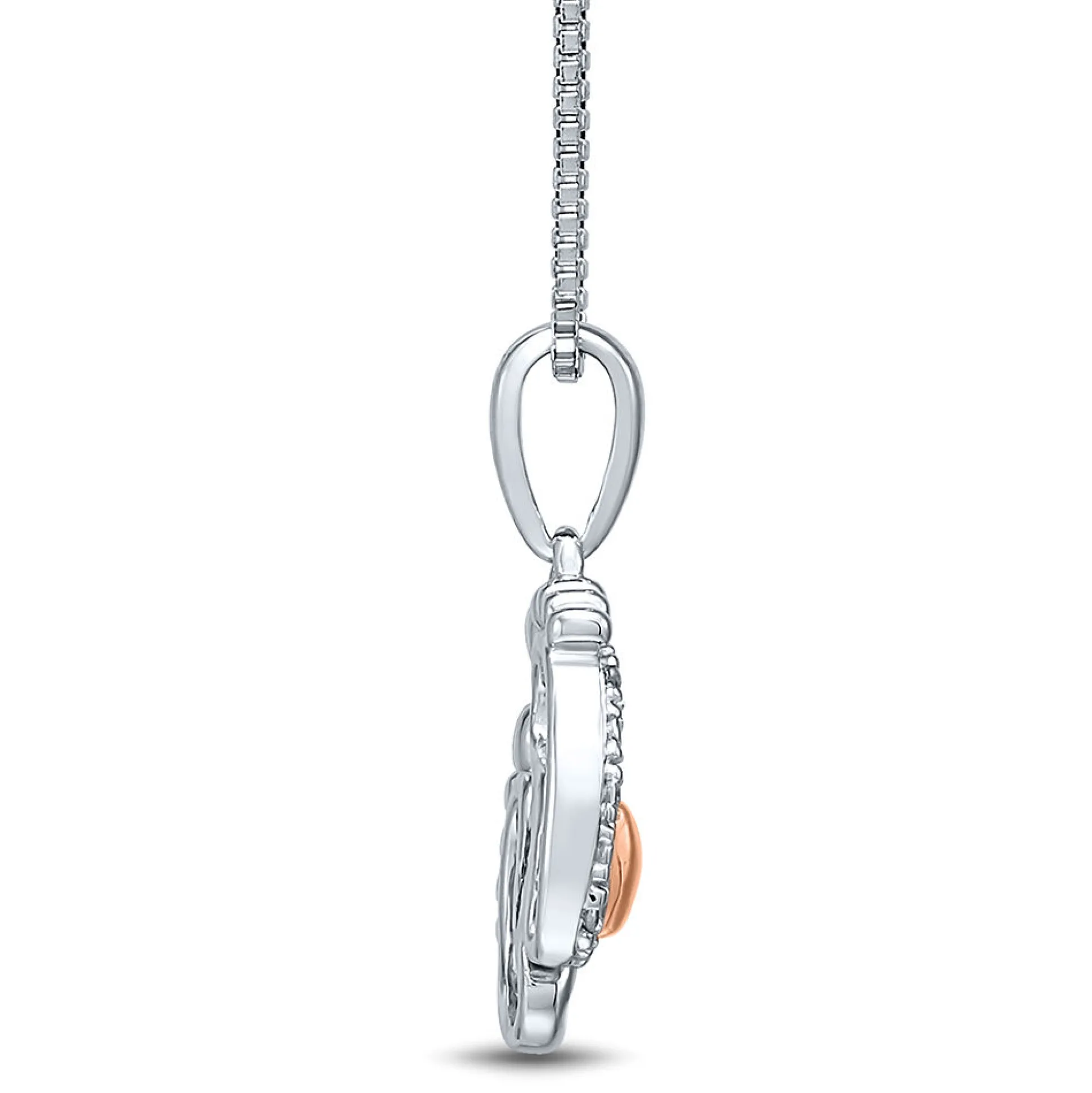 Diamond Baby Feet Pendant In Sterling Silver