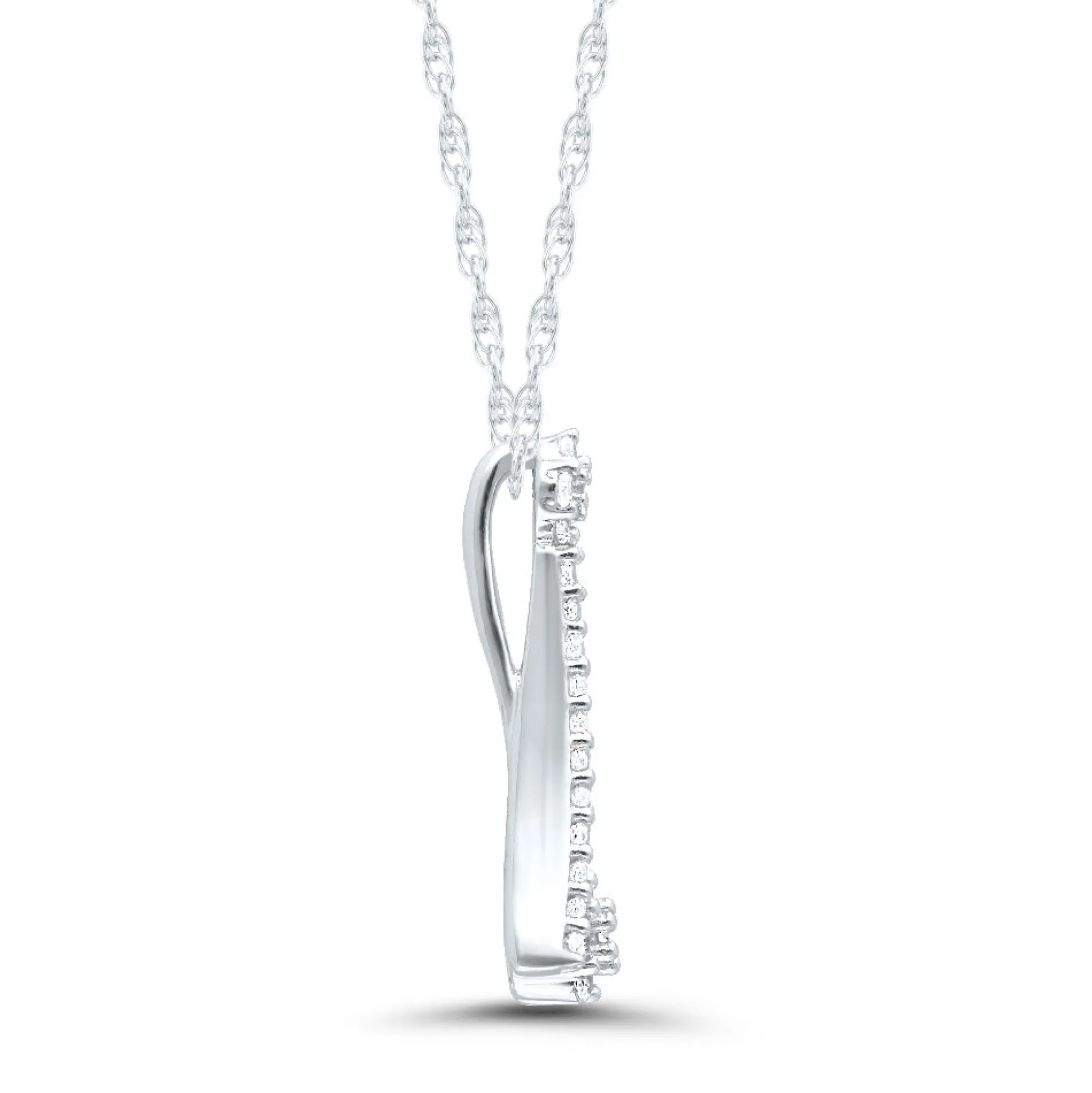 Diamond Cluster Pendant With Reverse "V" Frame In 10K White Gold (1/7 Ct. Tw.)