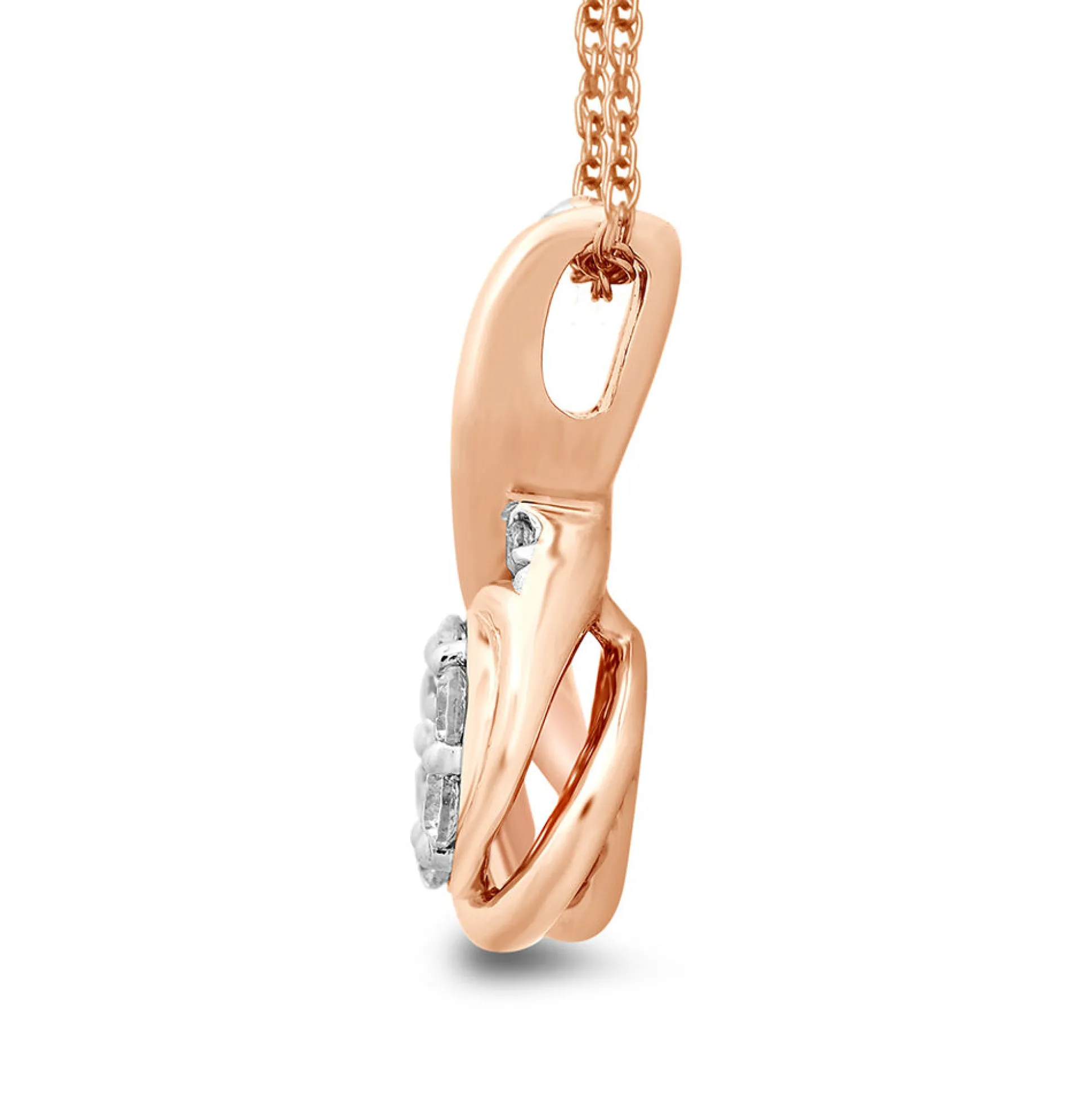 Diamond Cluster Twist Pendant In 10K Rose Gold (1/4 Ct. Tw.)