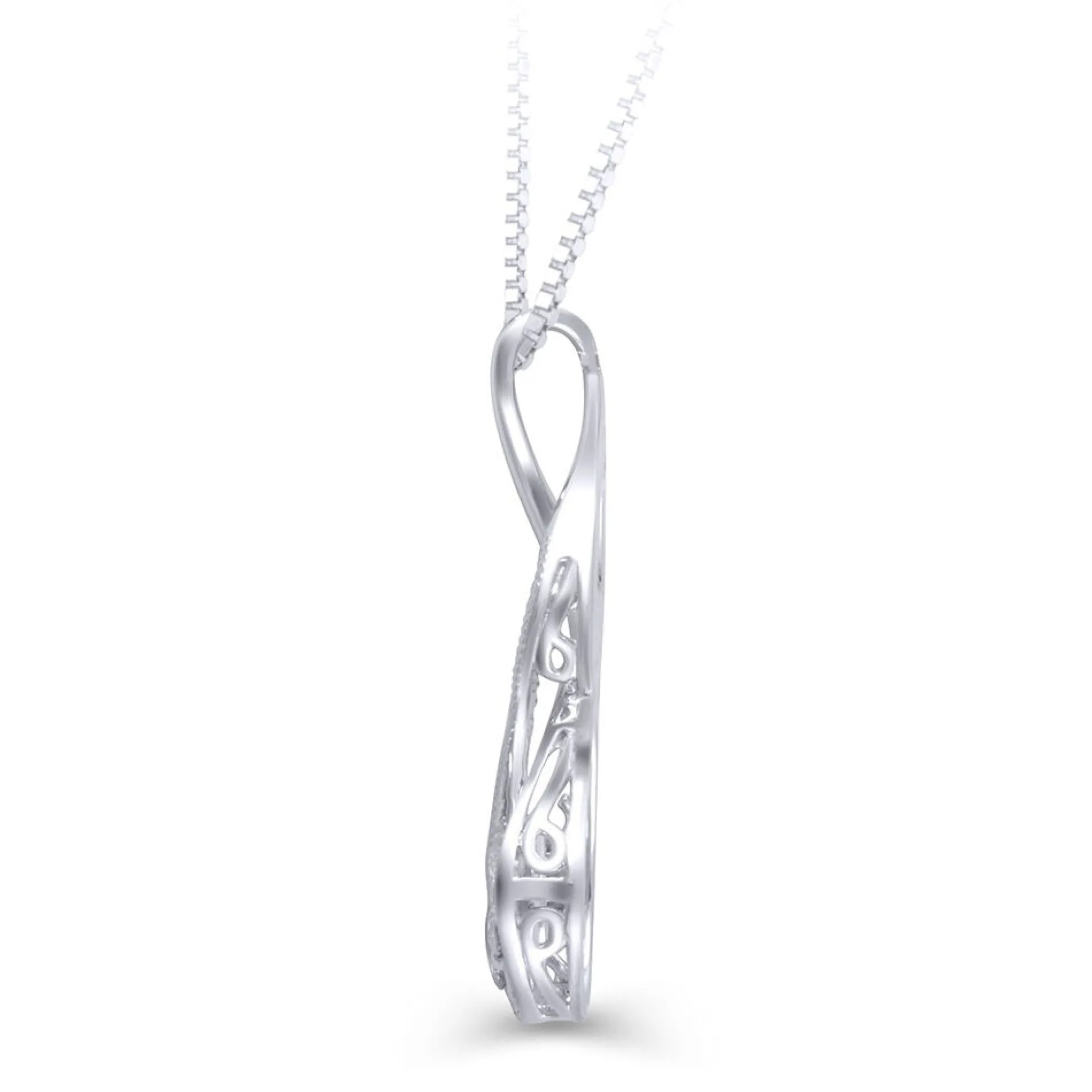 Diamond Cluster Twist Pendant In 10K White Gold (1/4 Ct. Tw.)