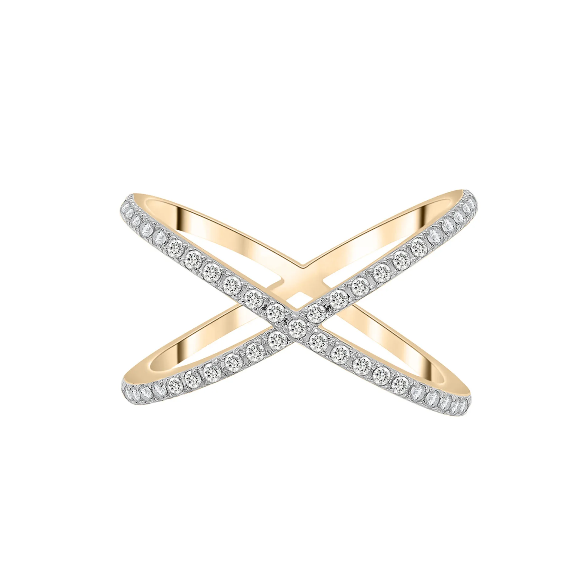 Diamond Crossover Ring In 14K Yellow Gold (1/4 Ct. Tw.)