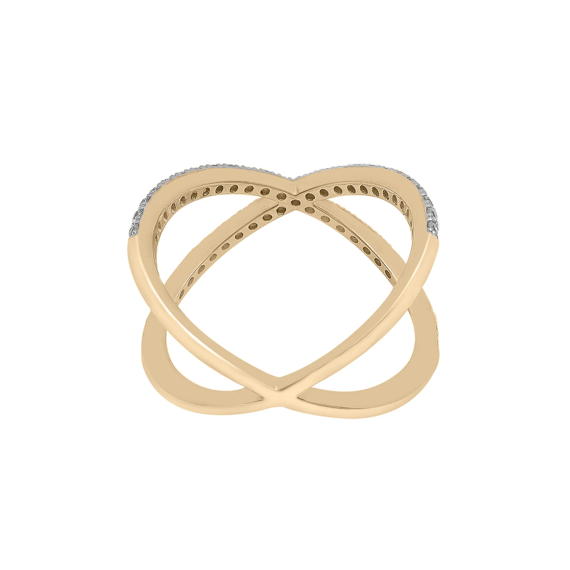 Diamond Crossover Ring In 14K Yellow Gold (1/4 Ct. Tw.)