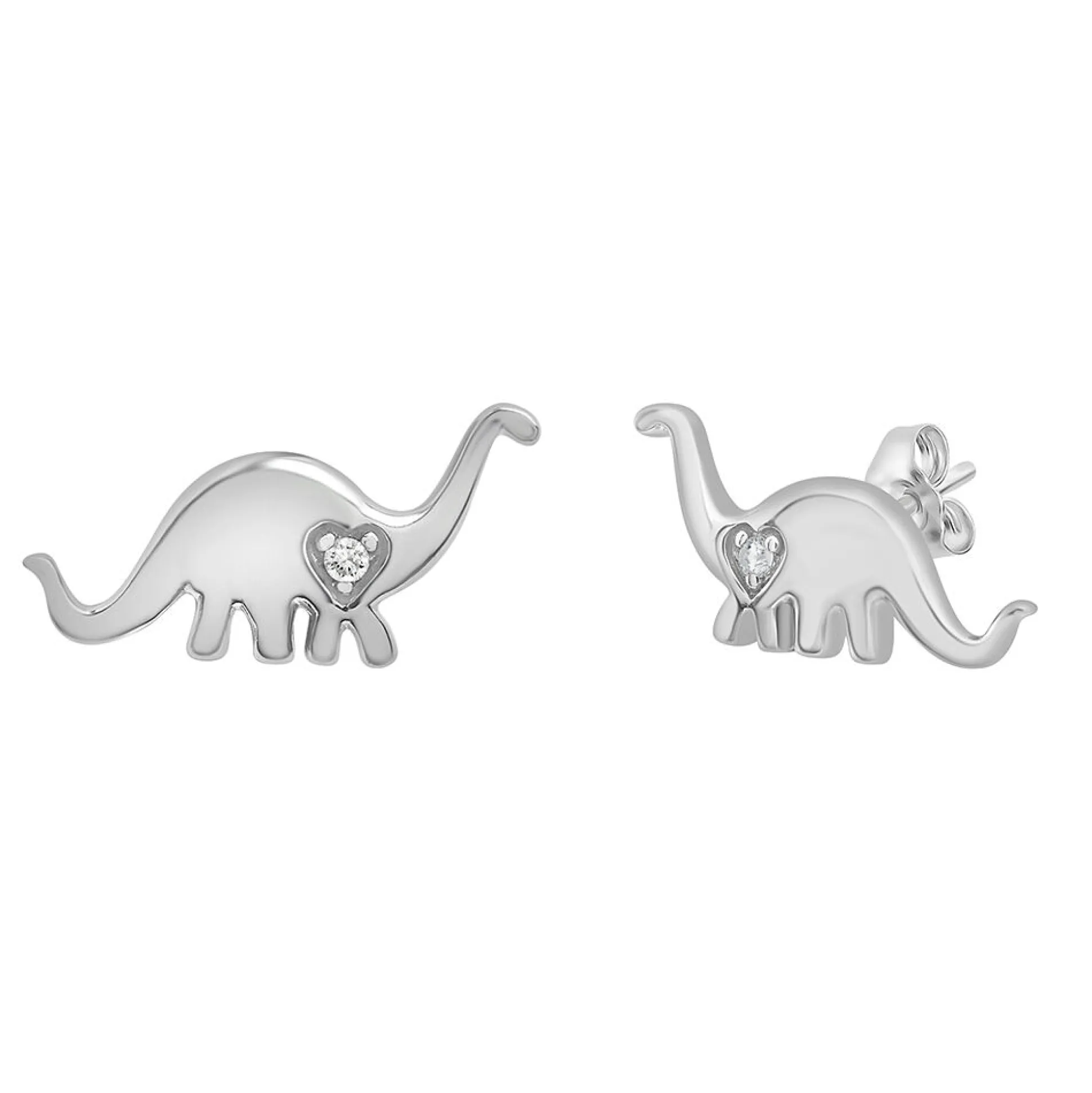 Diamond Dinosaur Stud Earrings In 10K White Gold