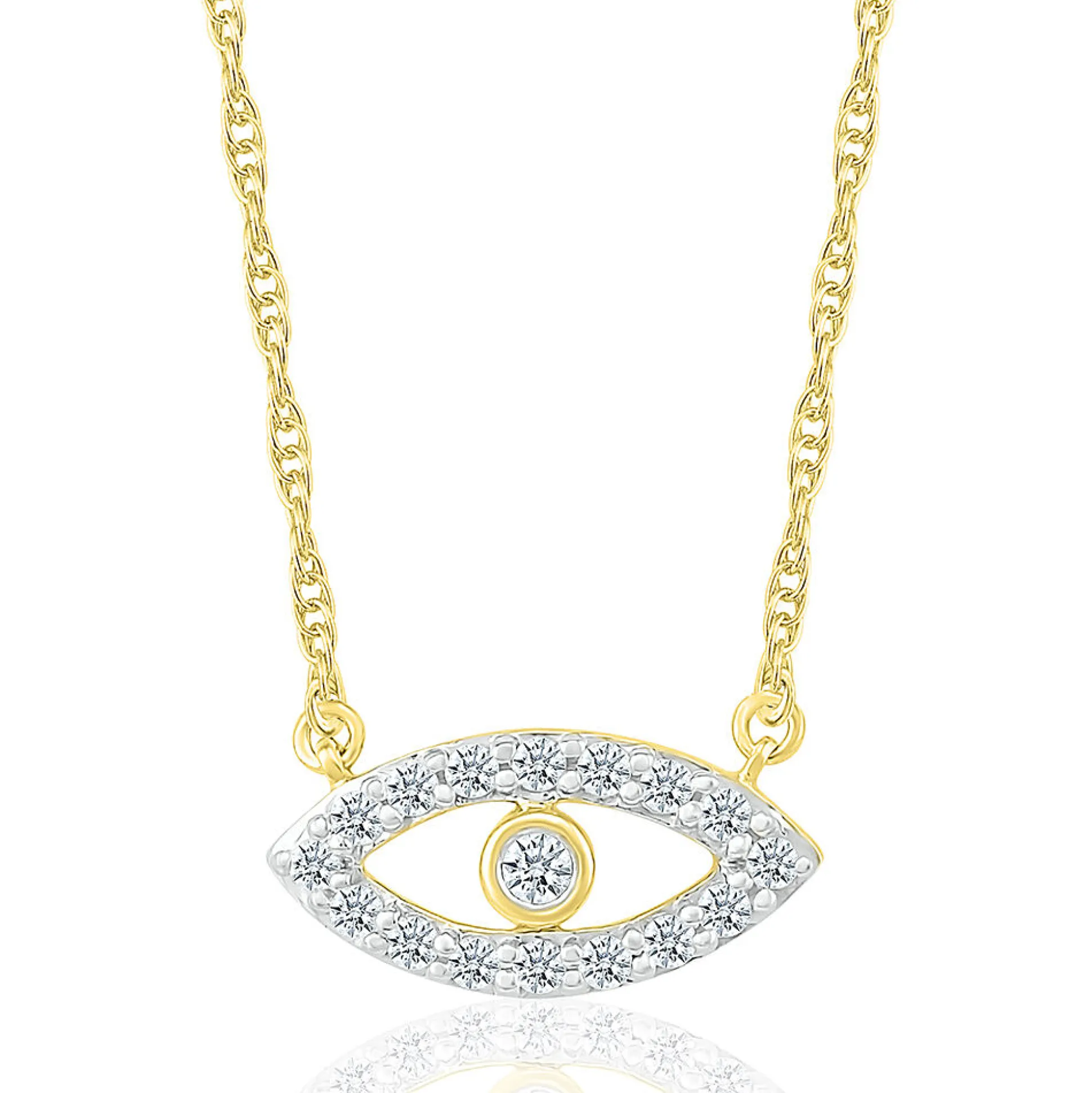 Diamond Evil Eye Necklace In 10K Yellow Gold (1/10 Ct. Tw.)