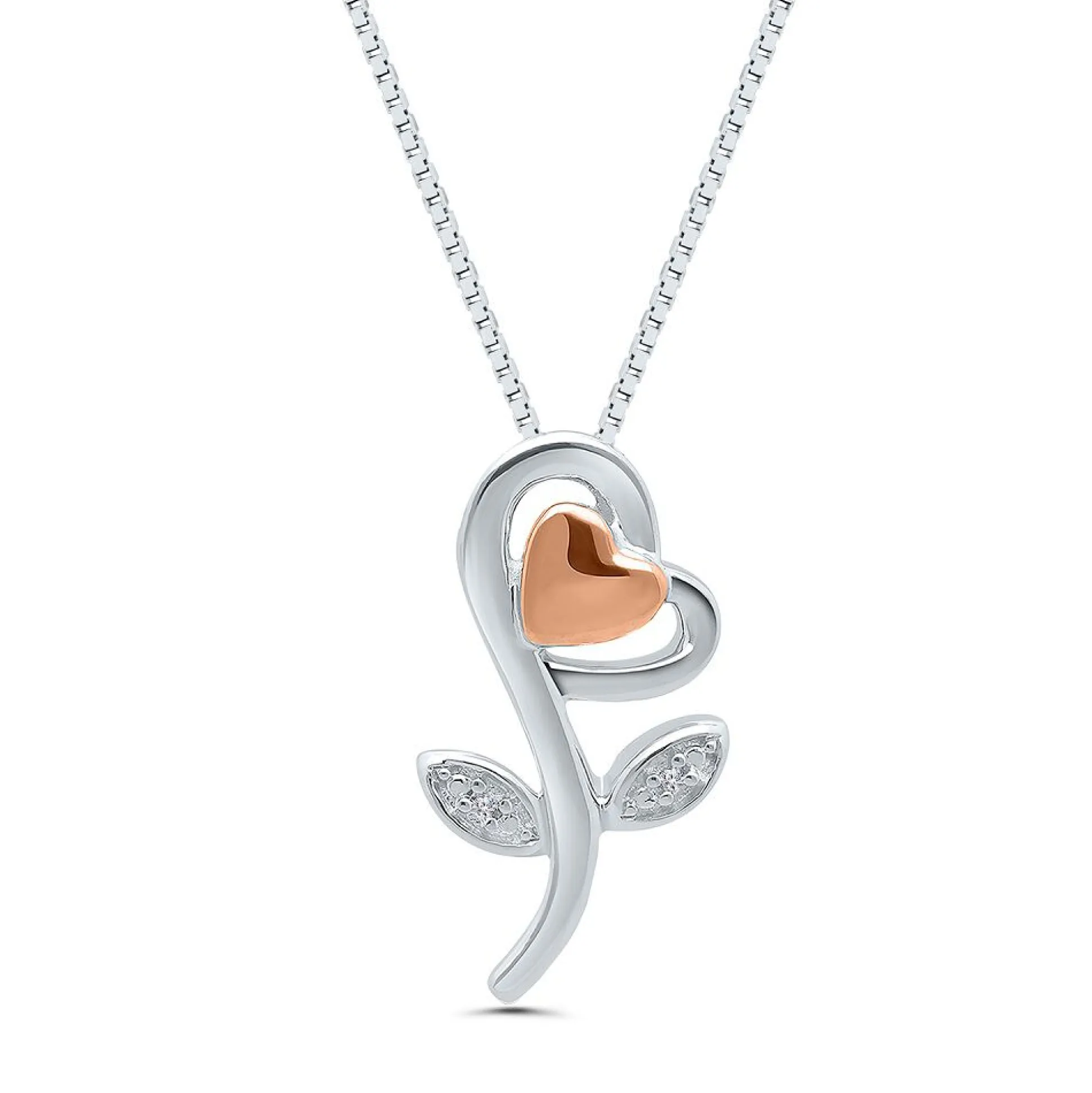 Diamond Flower Pendant In Sterling Silver