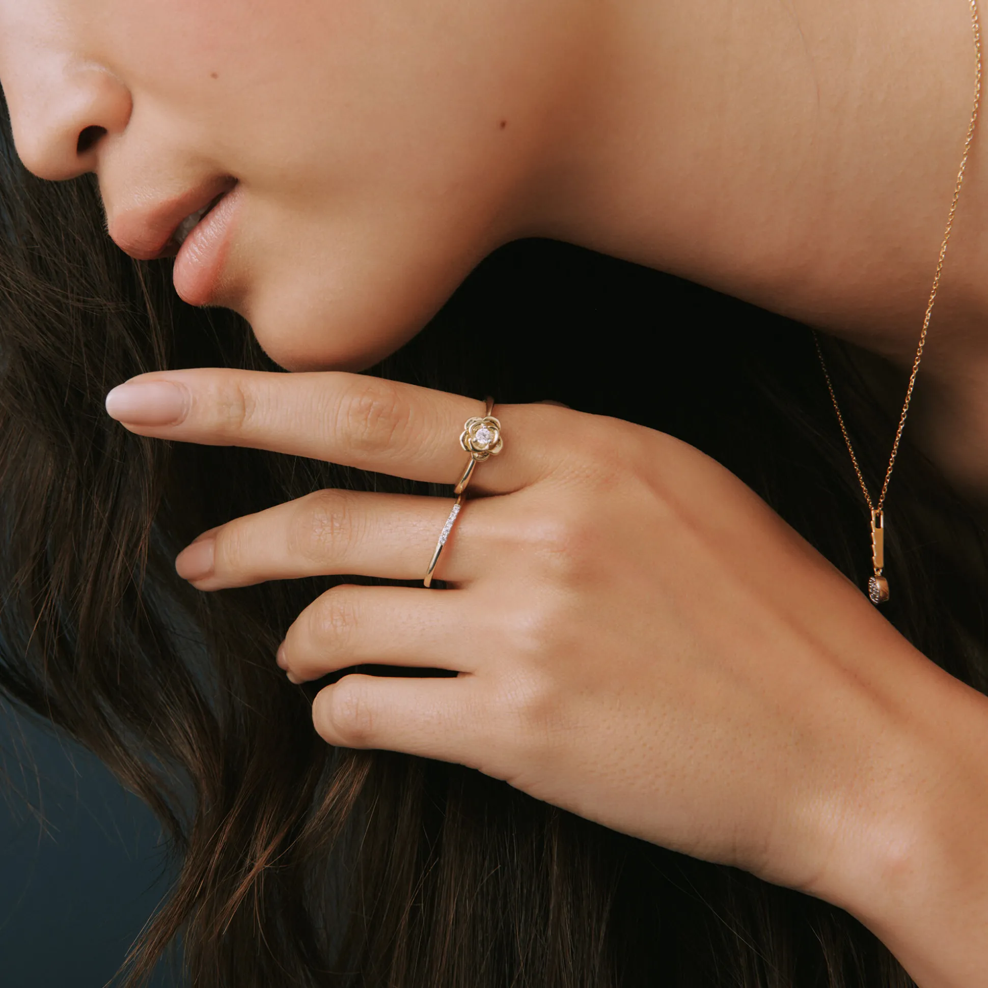 Diamond Flower Ring In 14K Yellow Gold (1/10 Ct. Tw.)