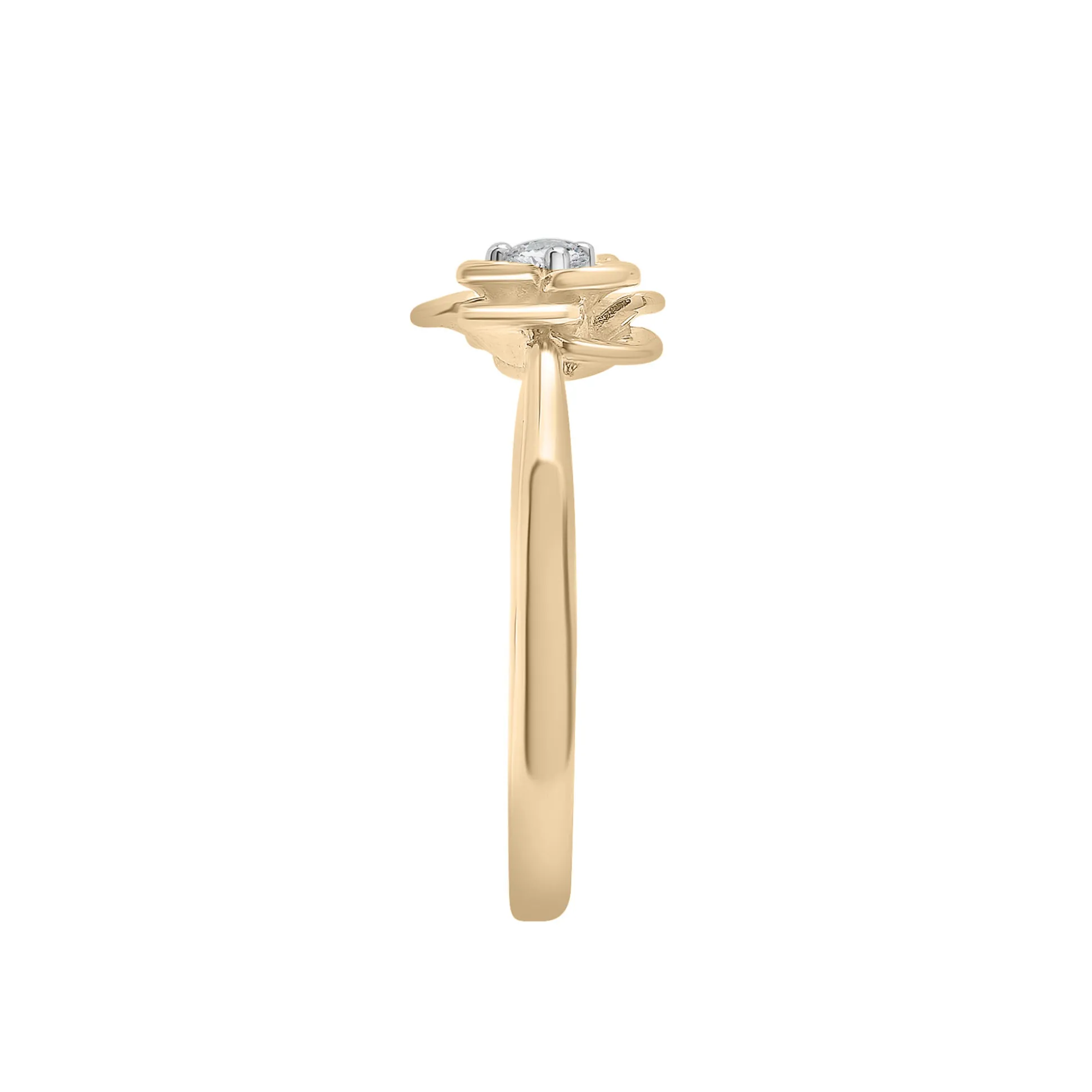 Diamond Flower Ring In 14K Yellow Gold (1/10 Ct. Tw.)