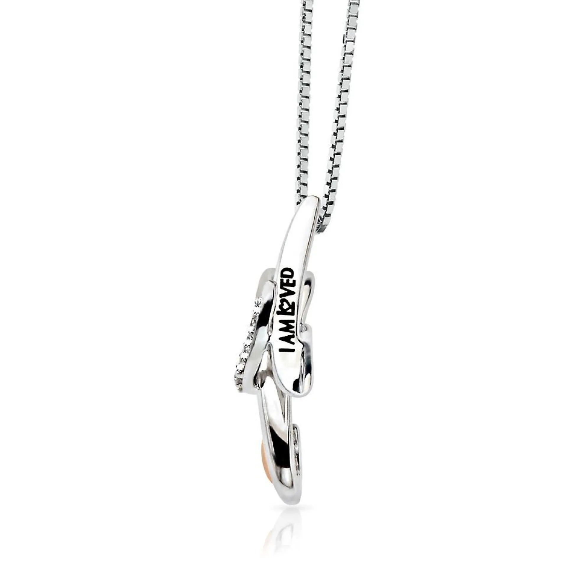Diamond H Initial Pendant In Sterling Silver & 14K Rose Gold