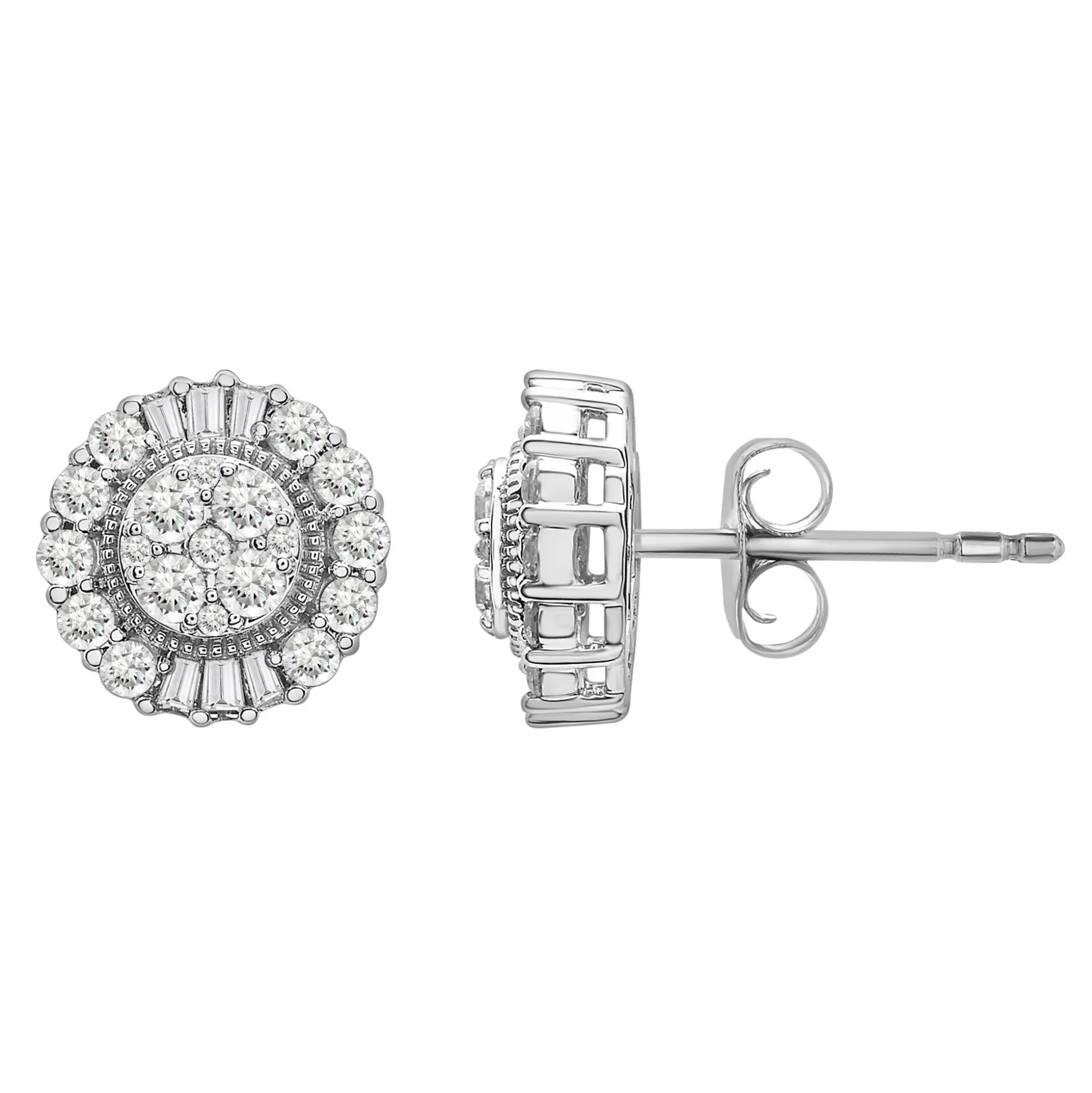 Diamond Halo Earrings In 10K White Gold (1 Ct. Tw.)
