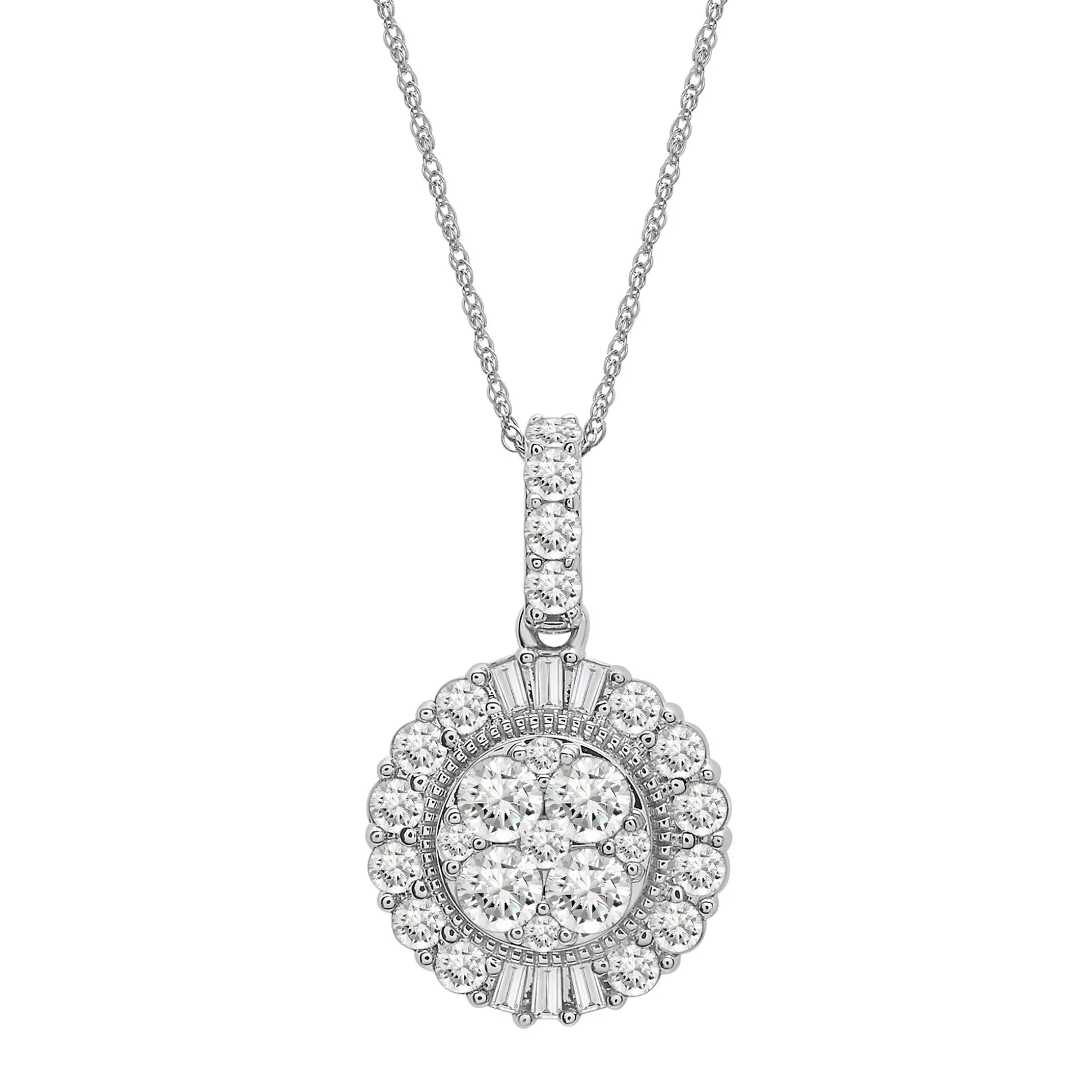 Diamond Halo Pendant In 10K White Gold (1 Ct. Tw.)