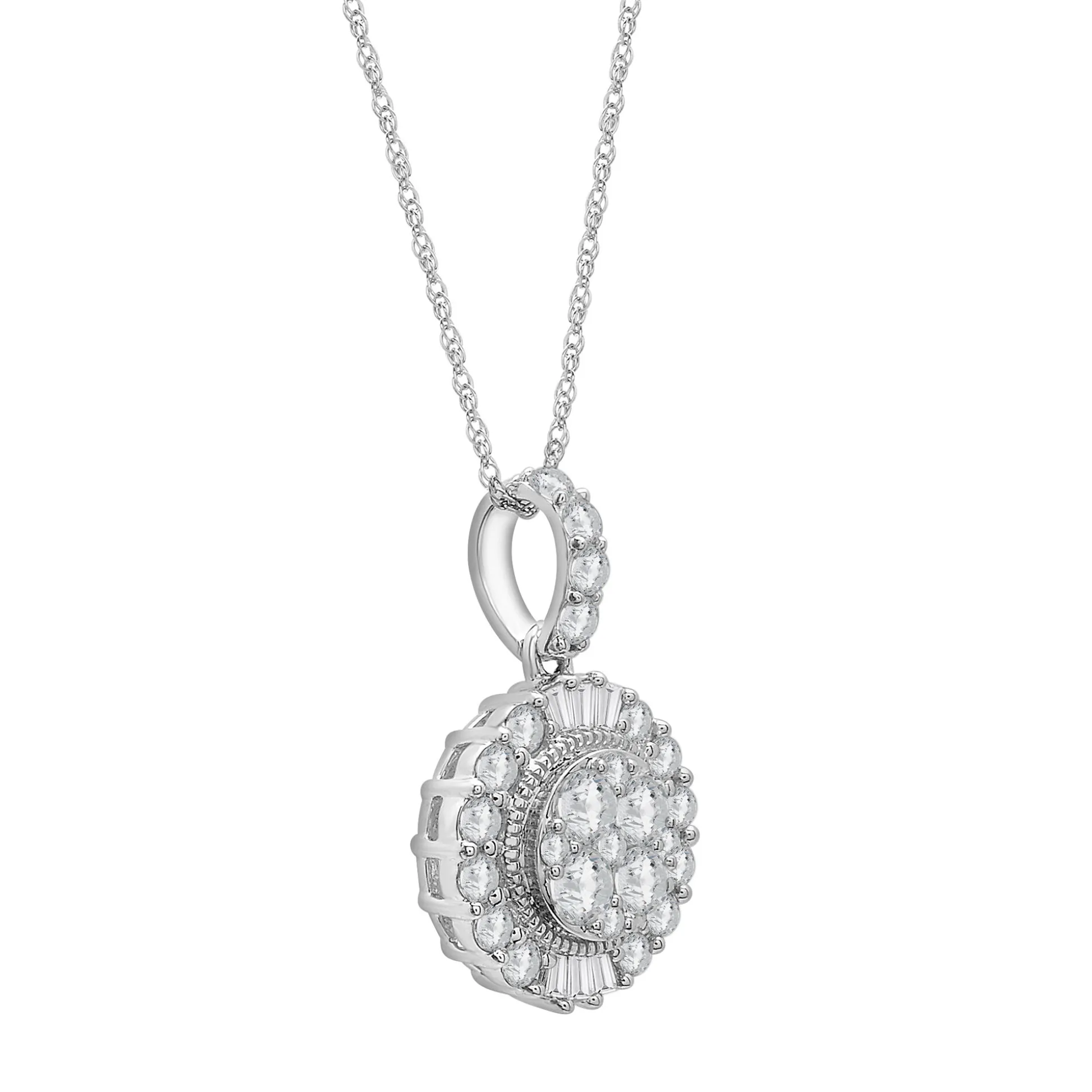 Diamond Halo Pendant In 10K White Gold (1 Ct. Tw.)