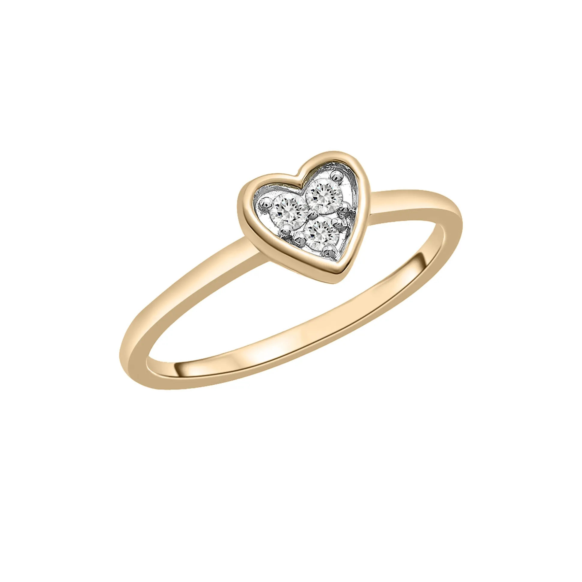 Diamond Heart Ring In 14K Yellow Gold (1/10 Ct. Tw.)