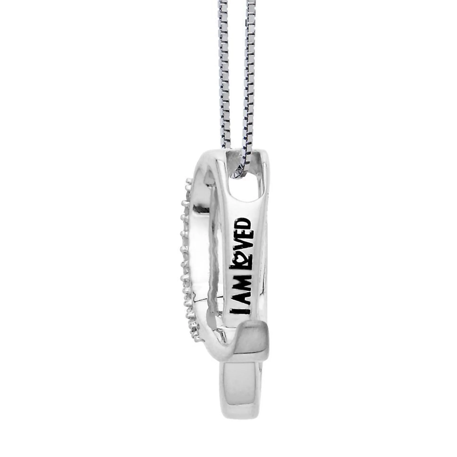 Diamond I Initial Pendant In Sterling Silver & 14K Rose Gold