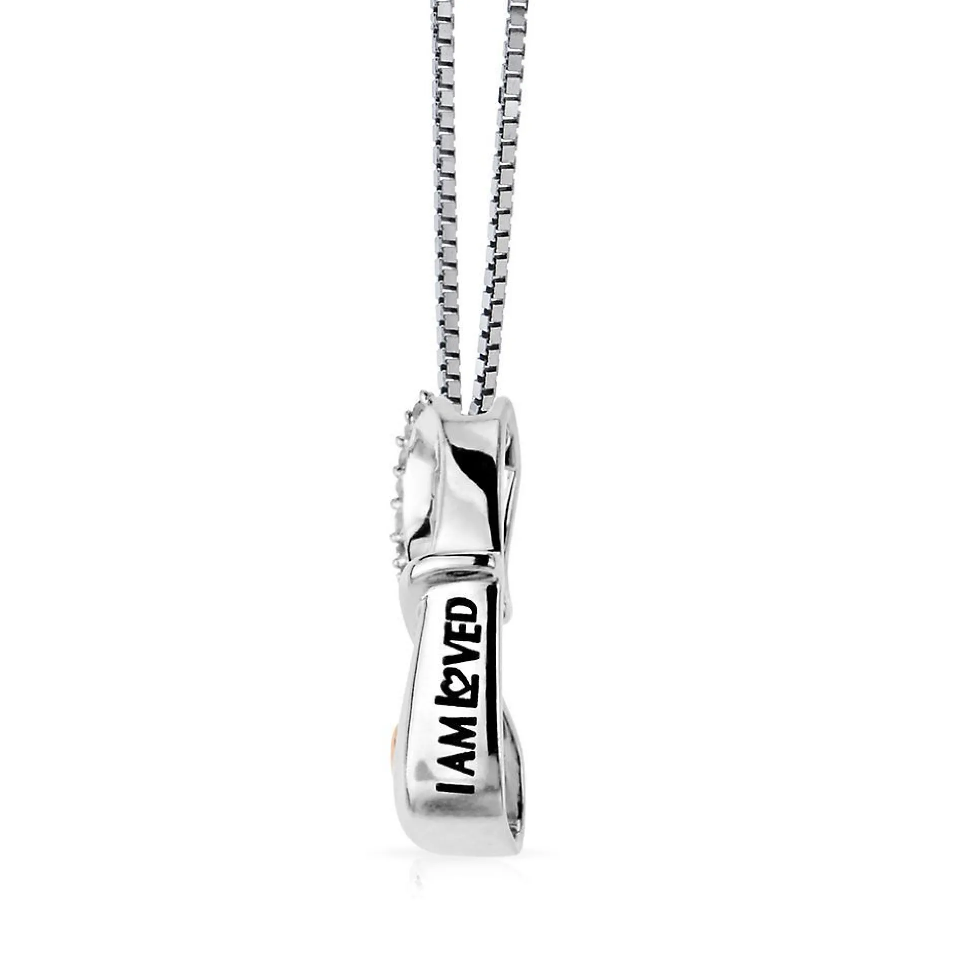 Diamond "J" Initial Pendant In Sterling Silver & 14K Rose Gold