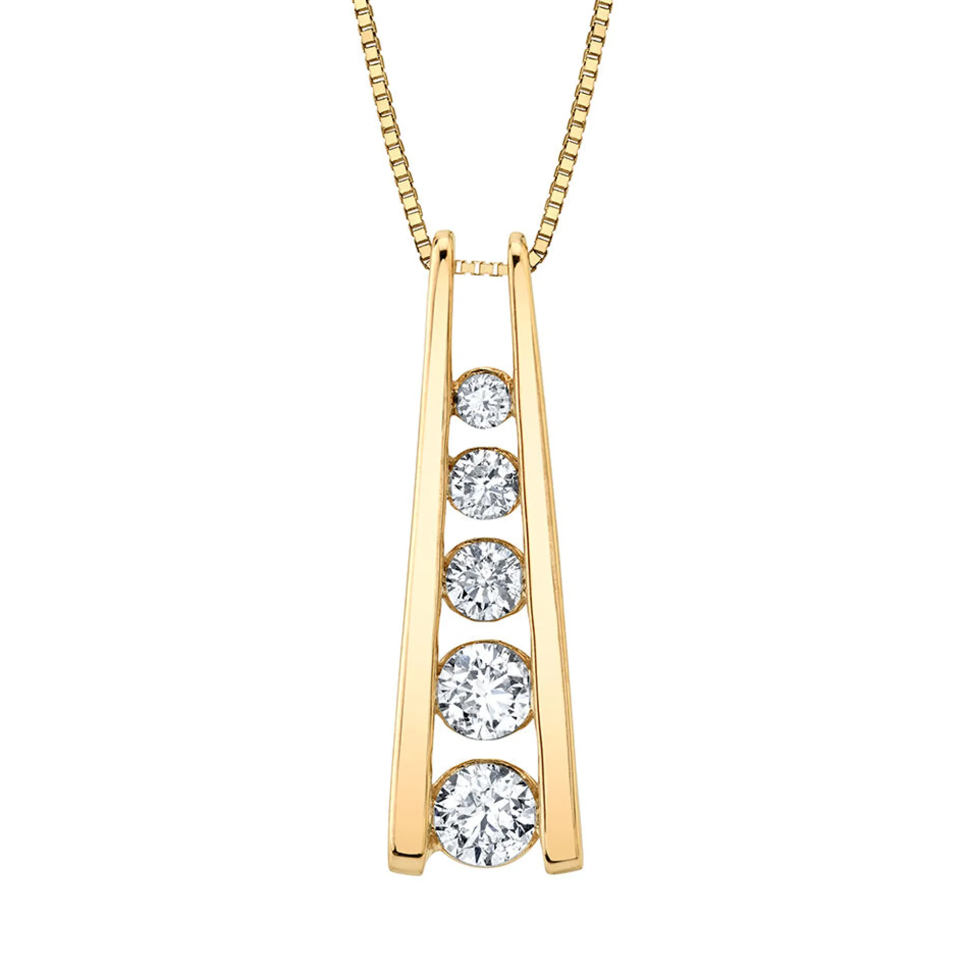 Diamond Journey Pendant With Ladder Design In 14K Yellow Gold (1/2 Ct. Tw.)