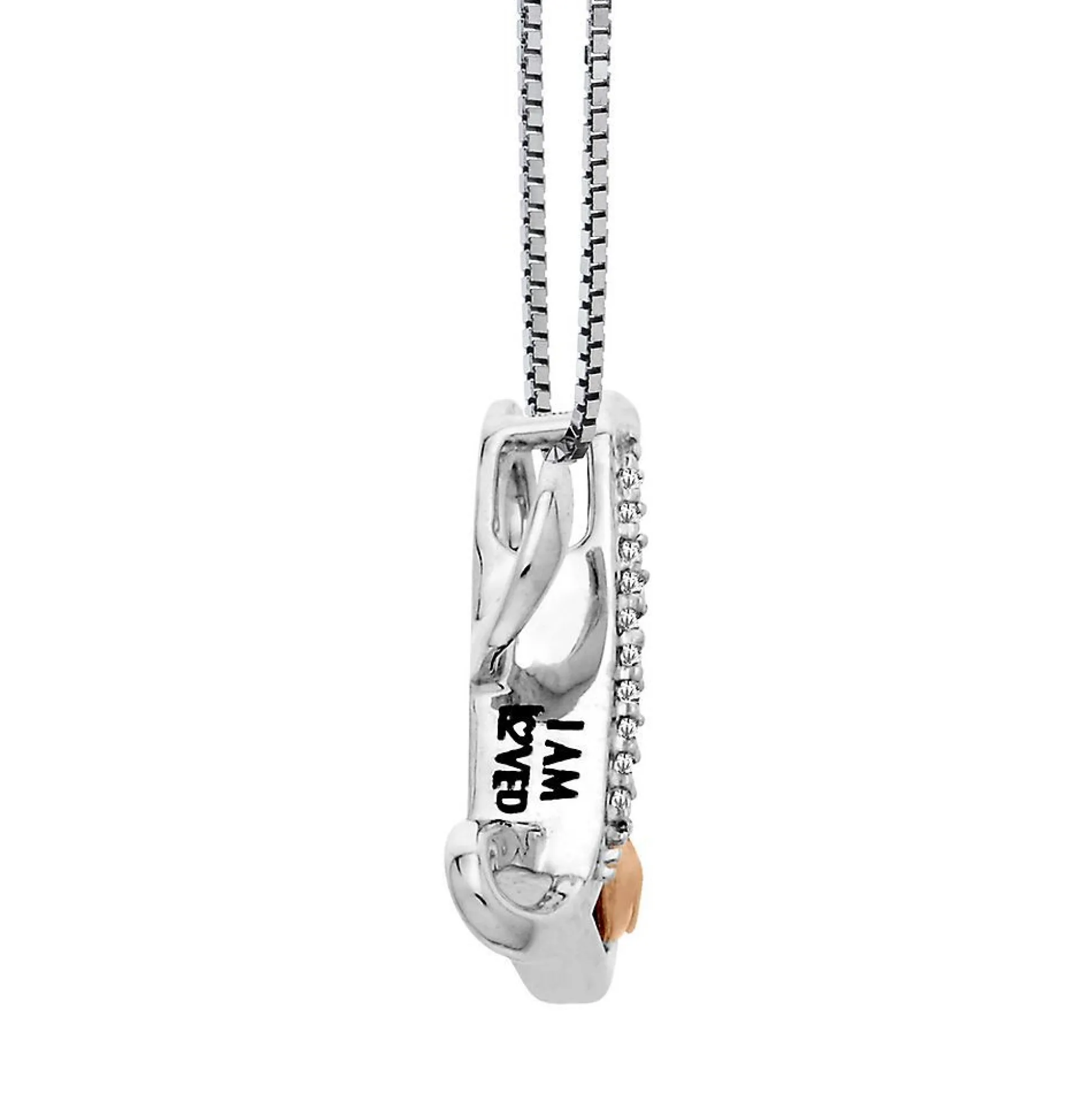 Diamond L Initial Pendant In Sterling Silver & 14K Rose Gold