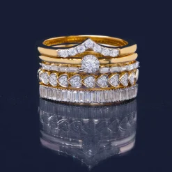 Diamond Multi-Heart Ring In 14K Yellow Gold (1/10 Ct. Tw.)
