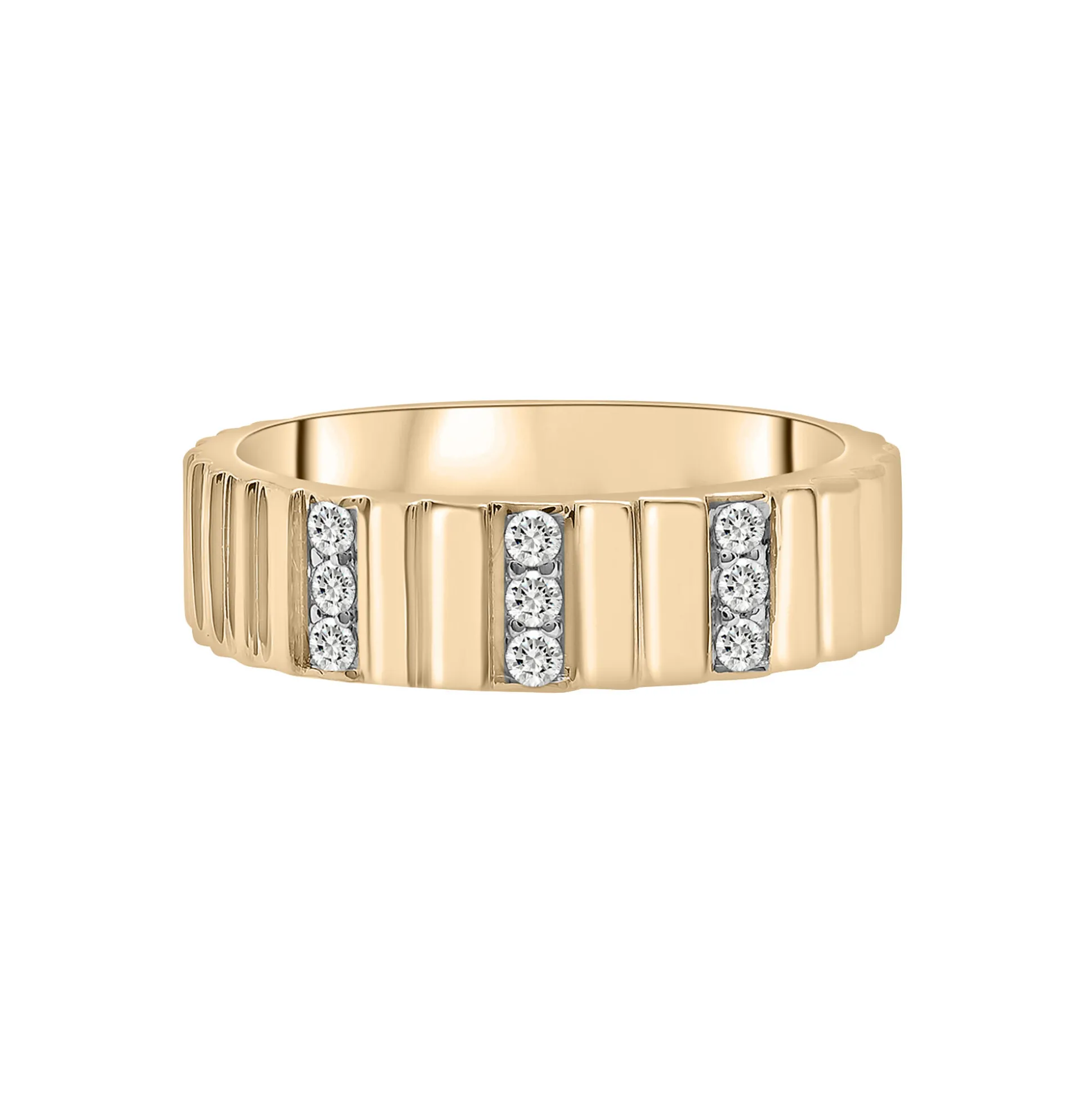 Diamond Multi-Row Ribbed Ring In Vermeil (1/7 Ct. Tw.)