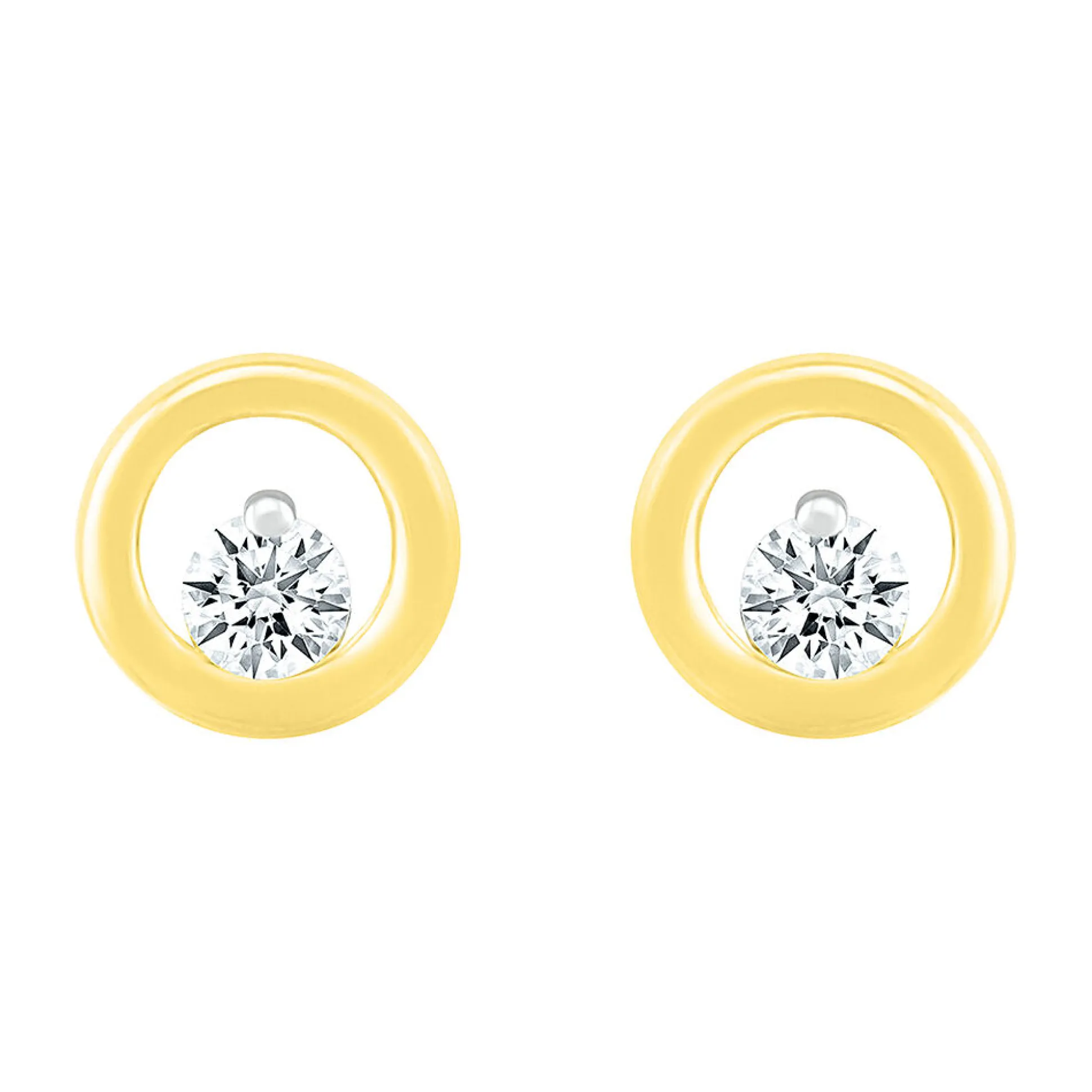 Diamond Open Circle Stud Earrings In 10K Yellow Gold (1/7 Ct. Tw.)