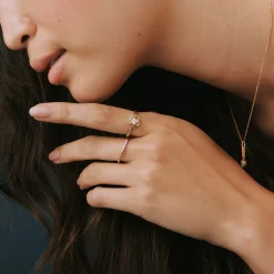 Diamond Oval Cluster Ribbed Drop Pendant In Vermeil (1/10 Ct. Tw.)