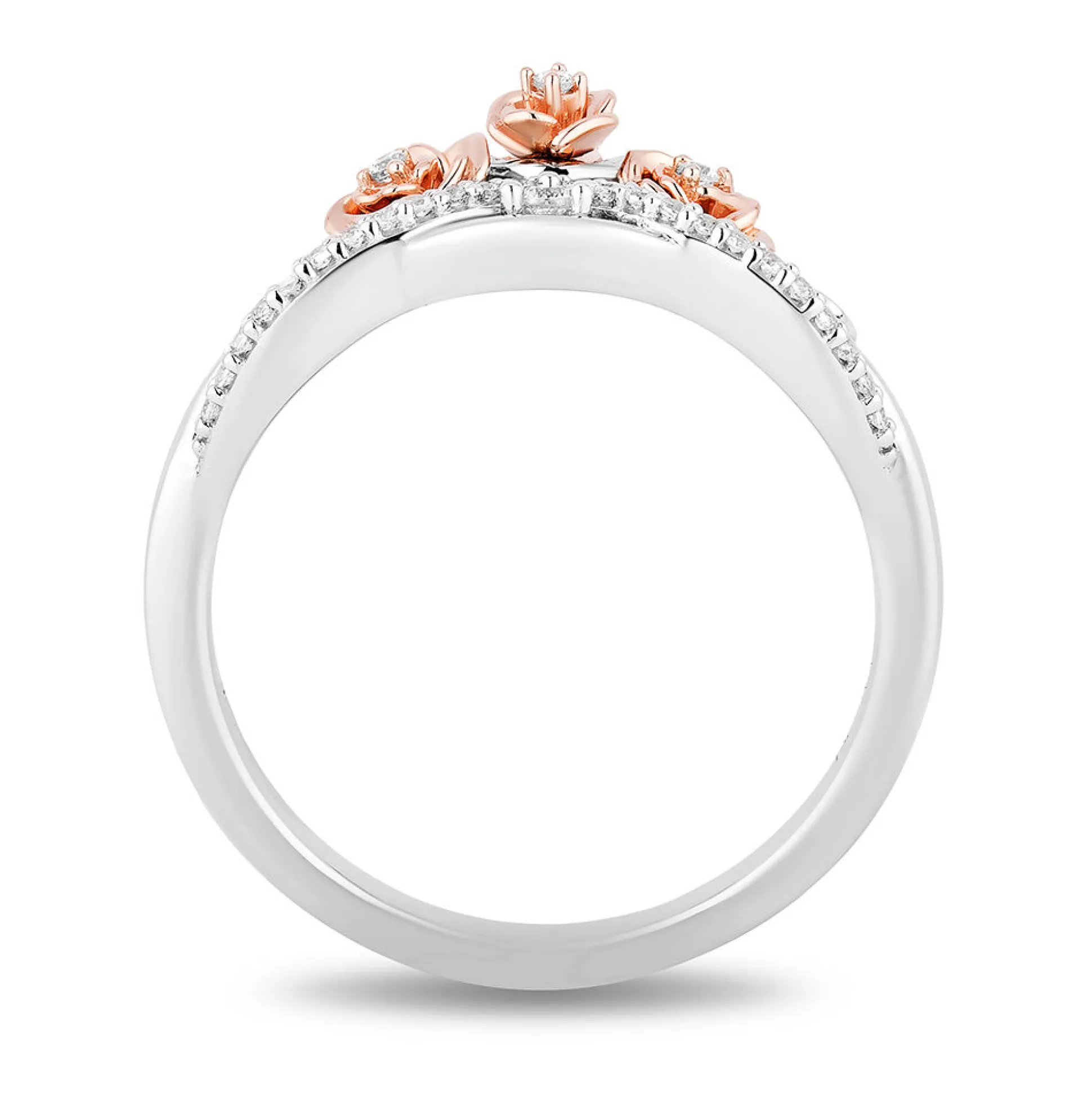 Diamond Rose Tiara "Belle" Ring In Sterling Silver & 10K Rose Gold (1/10 Ct. Tw.)