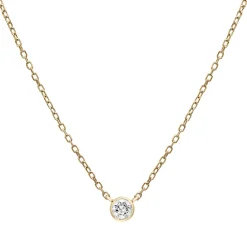 Diamond Round Solitaire Bezel-Set Pendant In 14K Yellow Gold (1/10 Ct. Tw.)