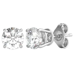 Diamond Round Solitaire Stud Earrings In 14K Gold