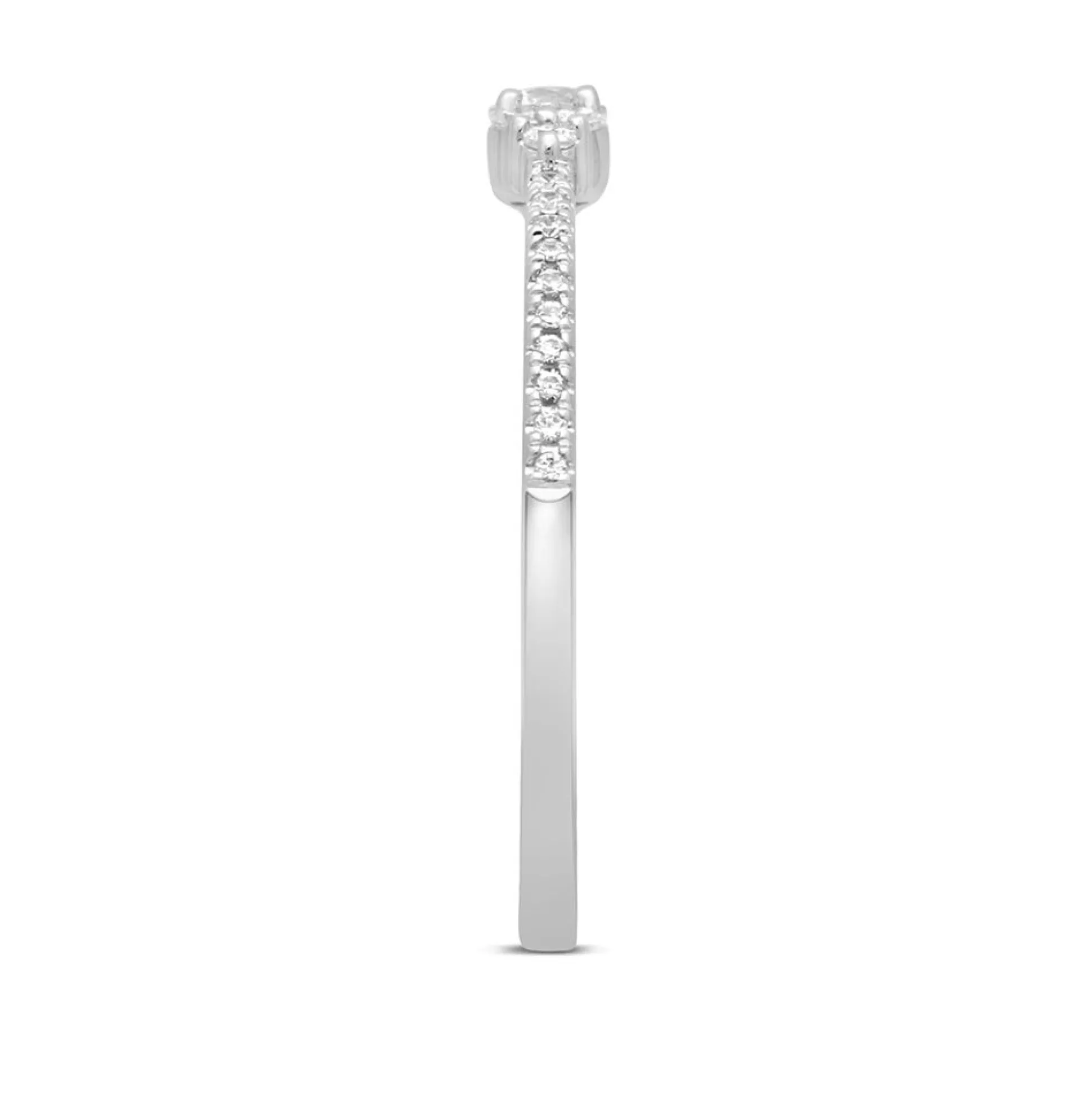 Diamond Stacking Ring With Side-Stone Clusters In 10K White Gold (1/5 Ct. Tw.)