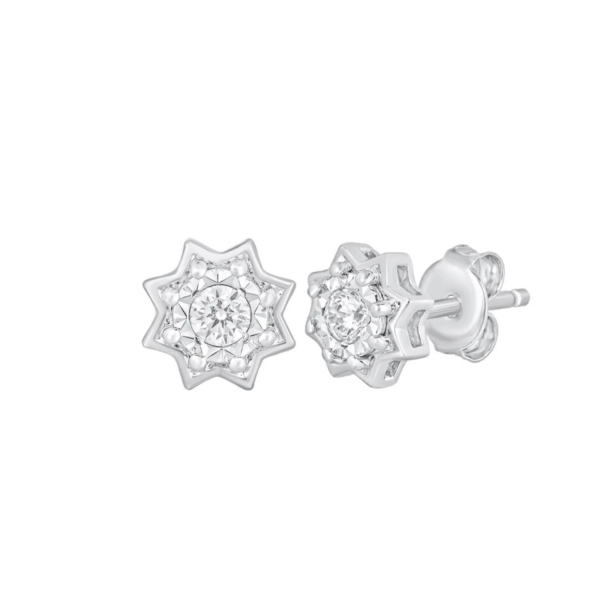 Diamond Starburst Stud Earrings In 10K Gold (1/10 Ct. Tw.)