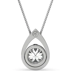 Diamond Teardrop Pendant In 14K White Gold (1/10 Ct. Tw.)