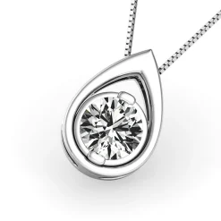 Diamond Teardrop Pendant In 14K White Gold (1/10 Ct. Tw.)