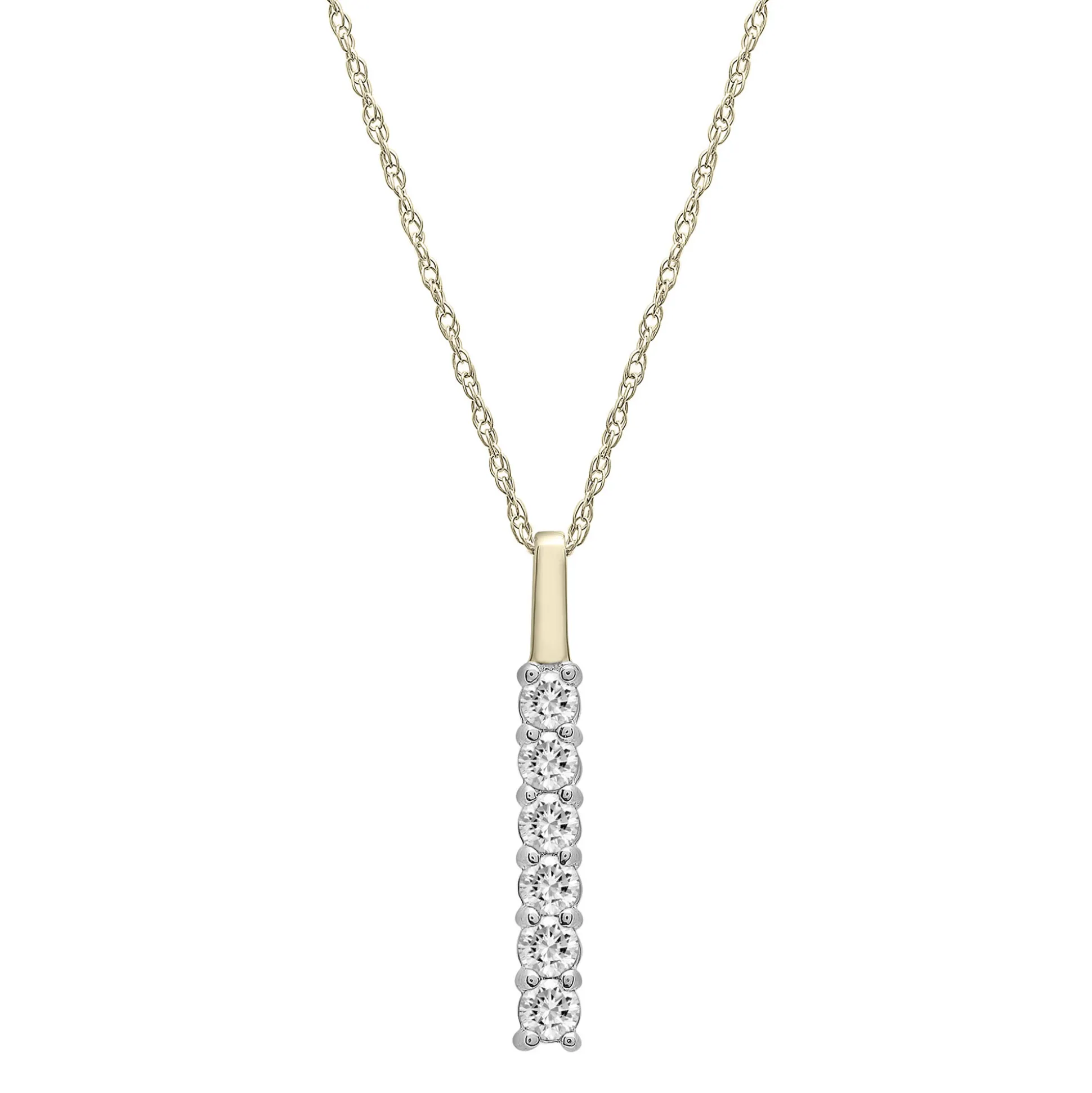 Diamond Vertical Bar Pendant In 10K Yellow Gold (1/4 Ct. Tw.)