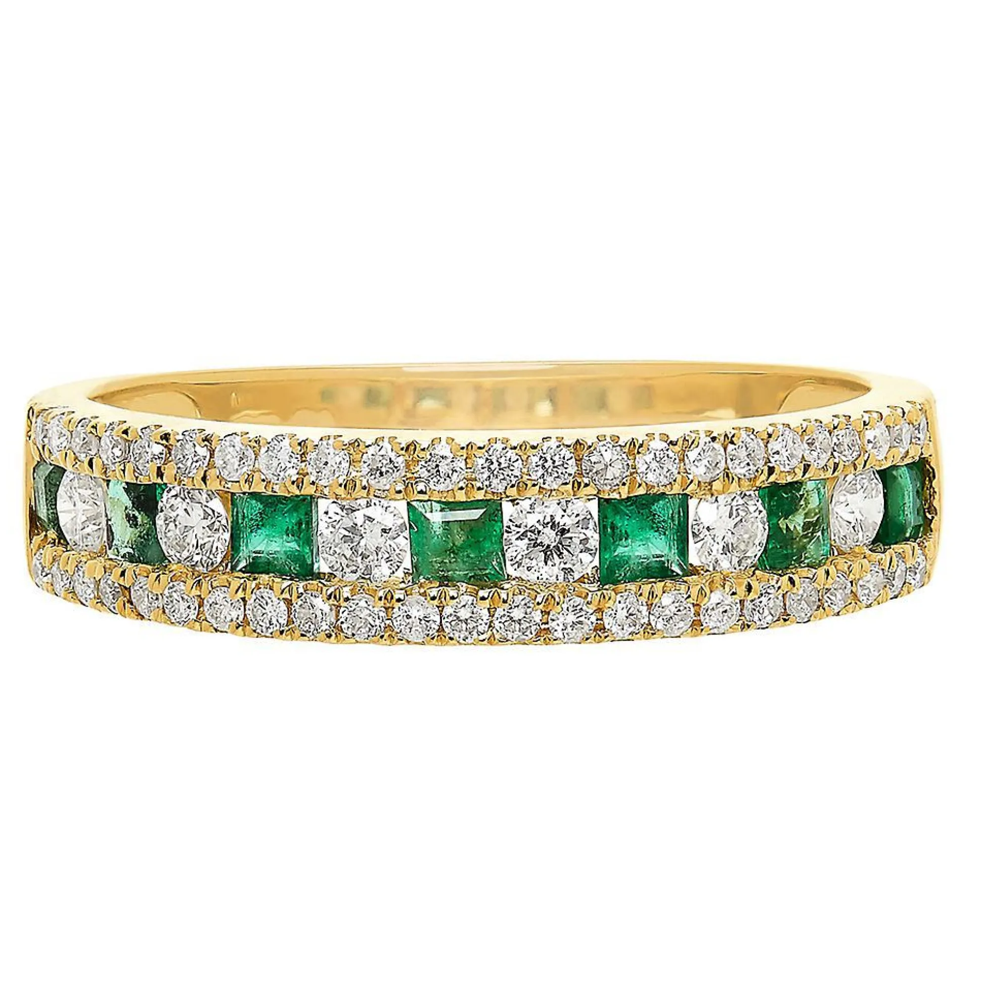 Emerald & 1/3 Ct. Tw. Diamond Ring In 10K Yellow Gold