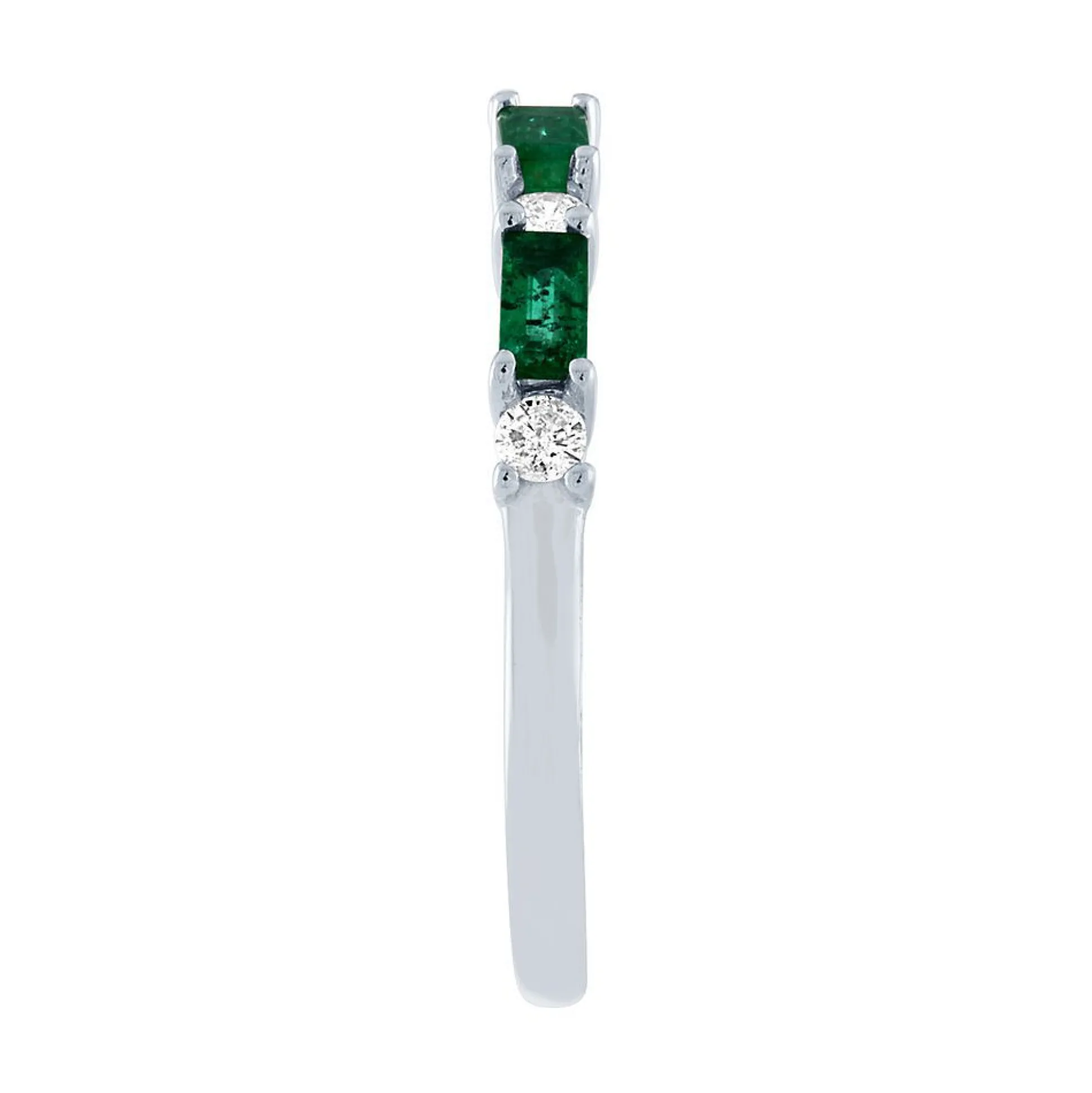 Emerald & 1/5 Ct. Tw. Diamond Ring In 10K White Gold
