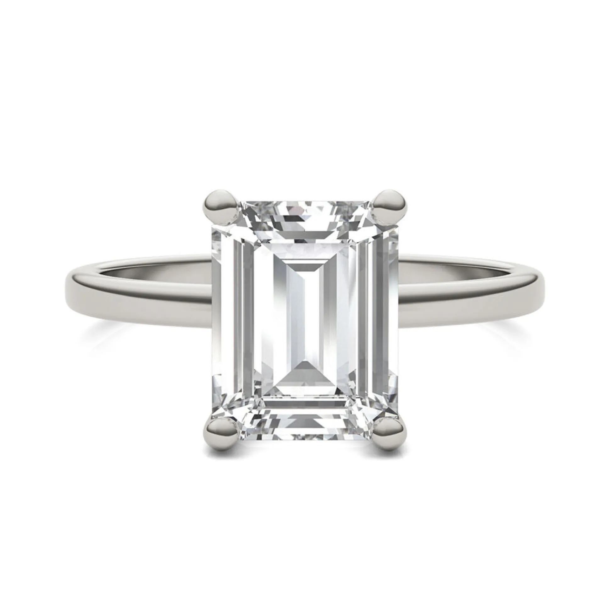 Emerald-Cut Moissanite Ring In 14K White Gold (2 1/2 Ct.)