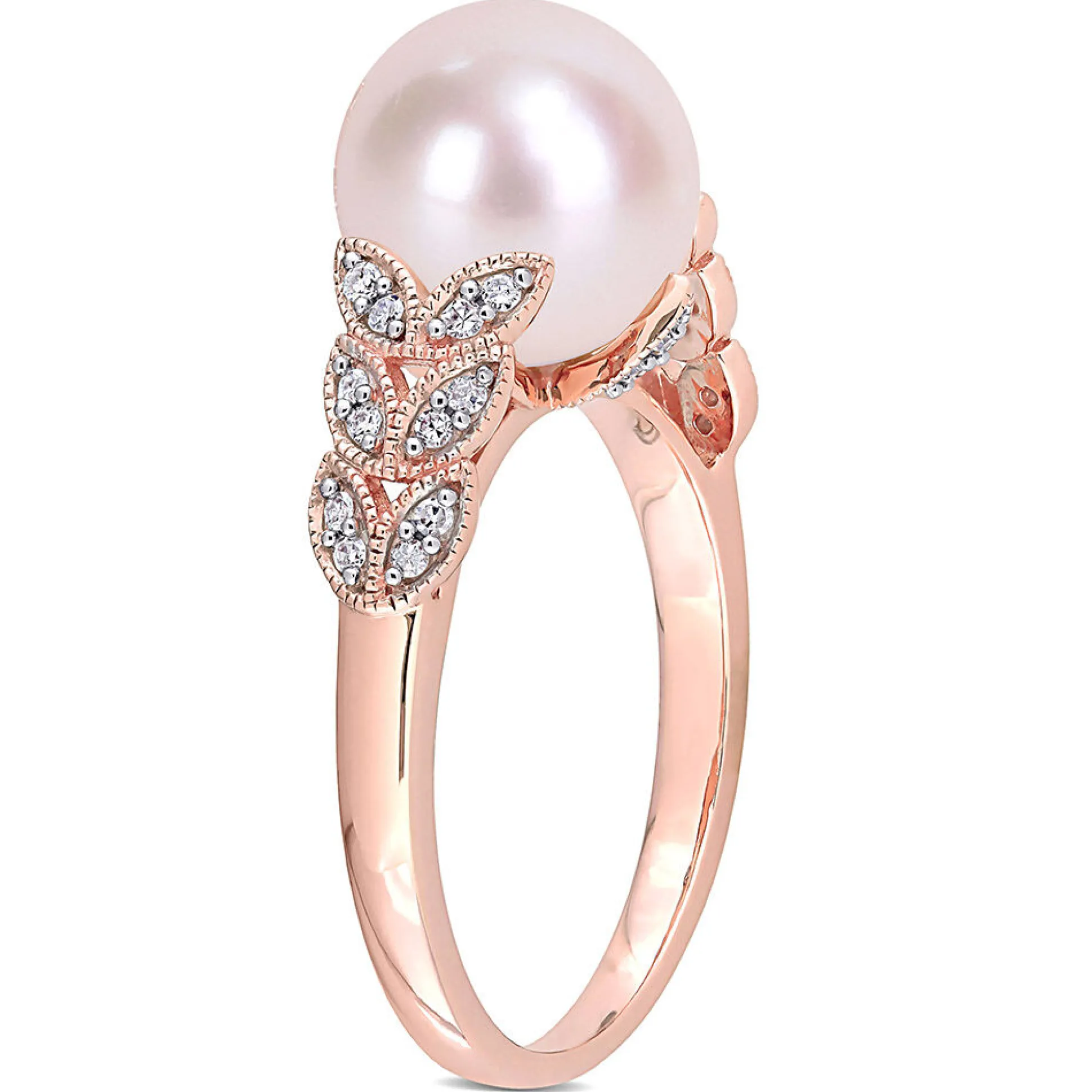 Freshwater Pearl & 1/2 Ct. Tw. Diamond Ring In 10K Rose Gold