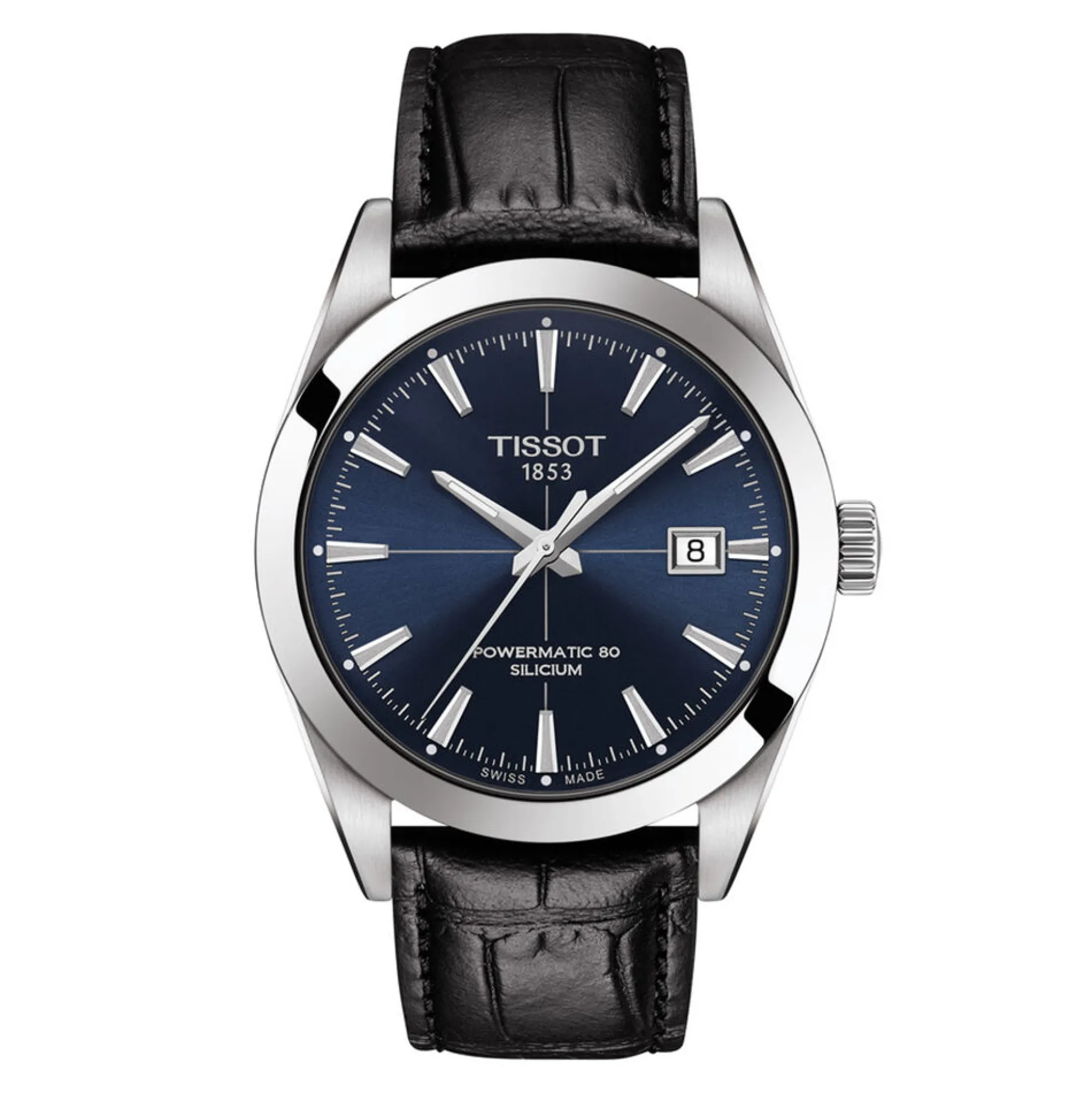 Gentleman Quartz Men's Black Leather Watch In Stainless Steel, 40Mm