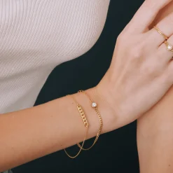 Horizontal Curb Link Bar Bracelet In Vermeil